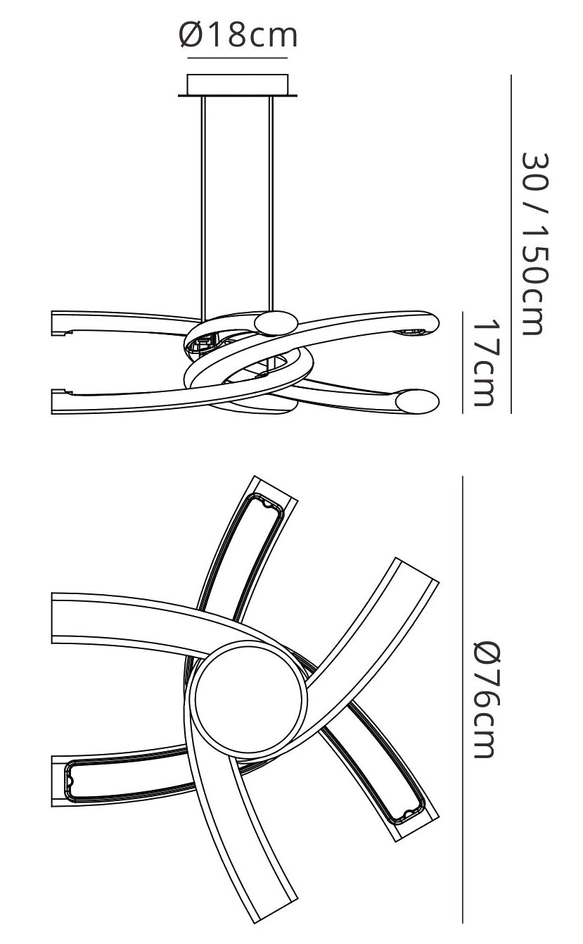 Knot Pendant 36W LED 3000K,3600lm,Gloss White/White Acrylic/Polished Chrome,3yrs Warranty by Mantra