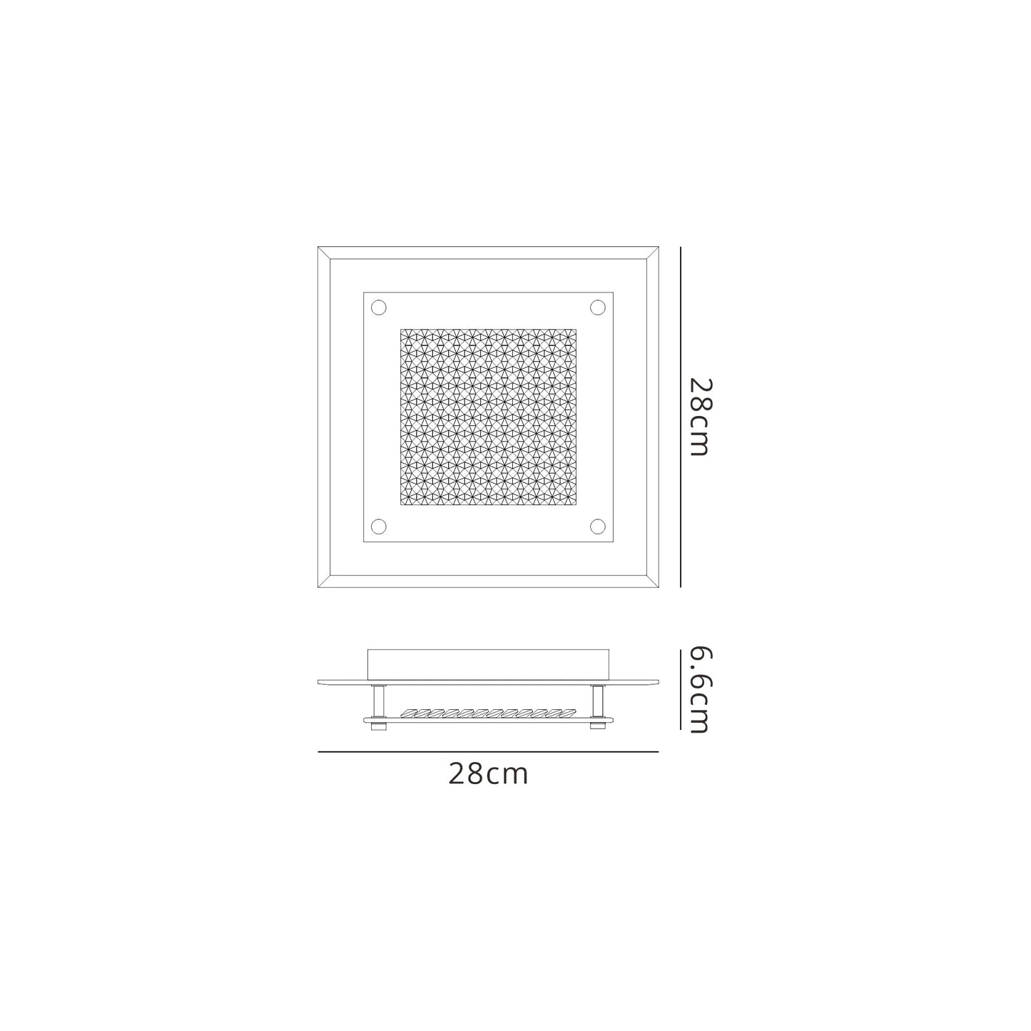 Cristal Flush Light 28cm Square 12W LED 4000K, 1200lm, Polished Chrome / Cristal, 3yrs Warranty by Mantra