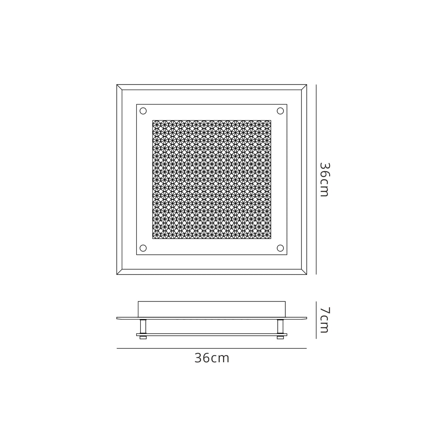 Cristal Flush Light 36cm Square 18W LED 4000K, 1800lm, Polished Chrome / Cristal, 3yrs Warranty by Mantra