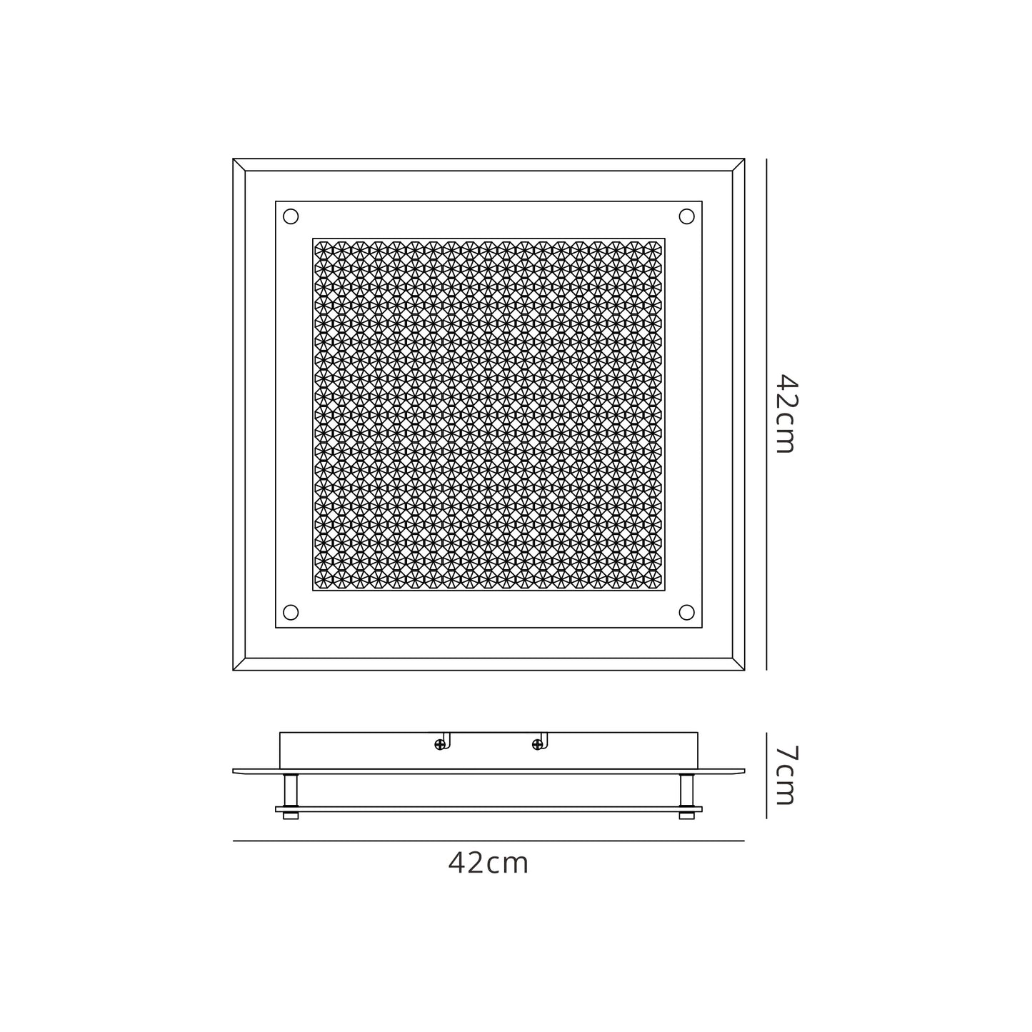 Cristal Flush Light 42cm Square 21W LED 4000K, 2100lm, Polished Chrome / Cristal, 3yrs Warranty by Mantra