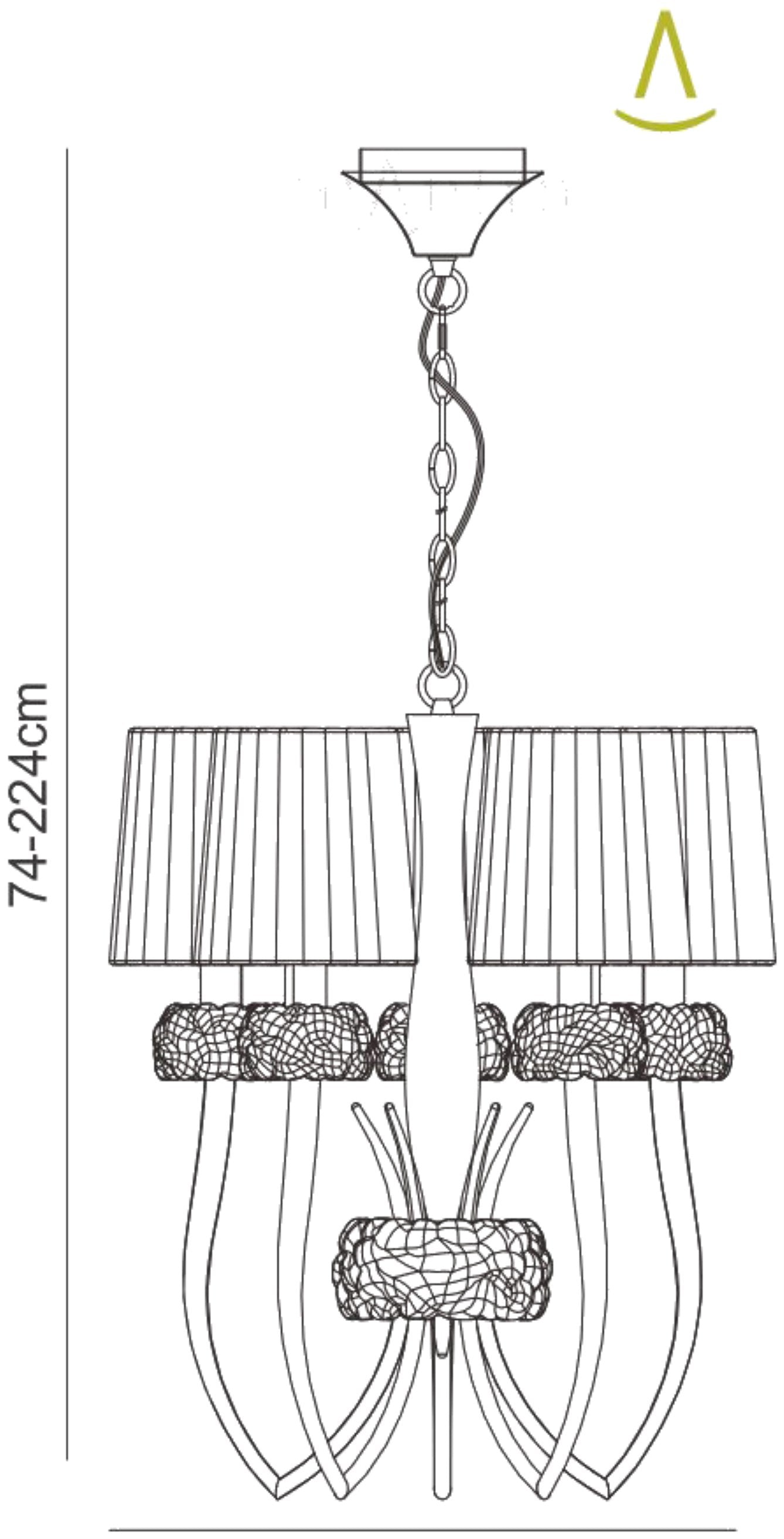 Loewe Slim Pendant 5 Light E14, Polished Chrome With White Shades by Mantra