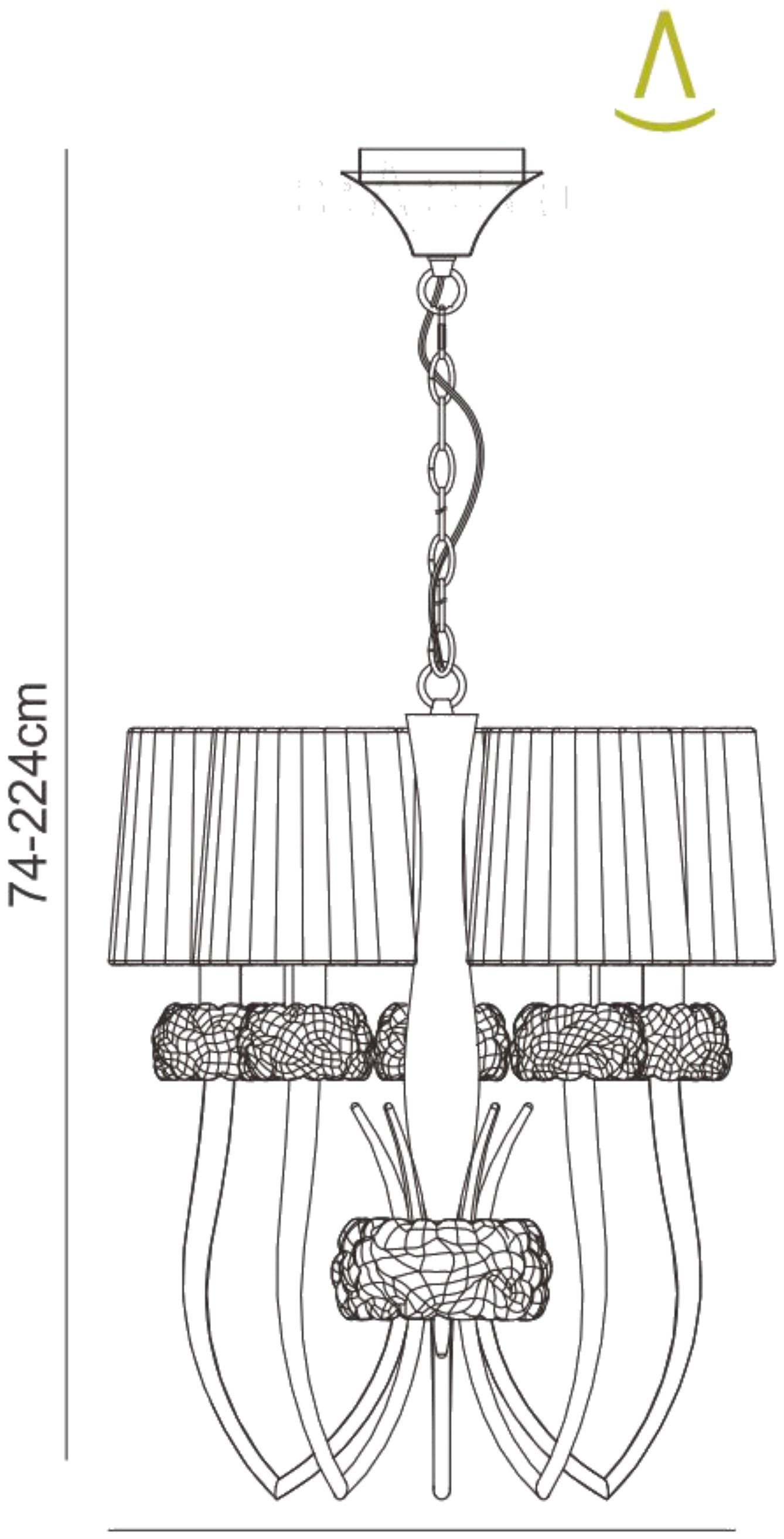 Loewe Slim Pendant 5 Light E14, Antique Brass With Cream Shades by Mantra