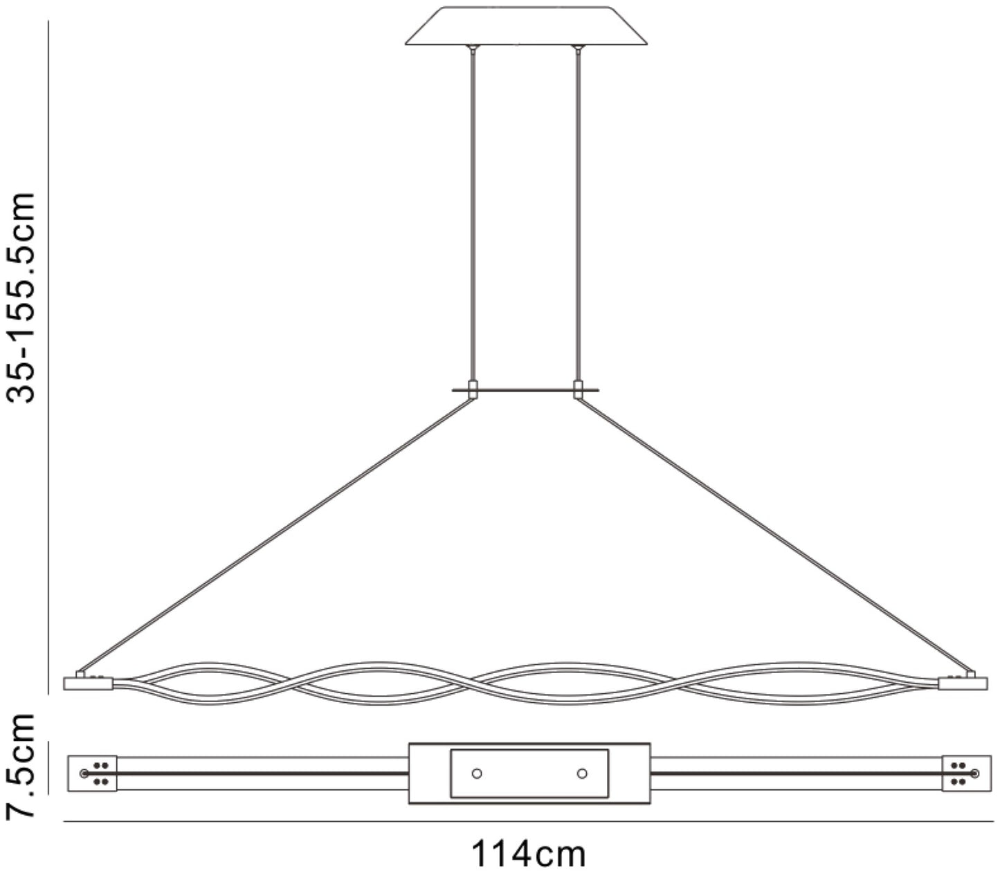 Sahara Linear Pendant 36W LED 3000K, 2520lm, Silver, Frosted Acrylic, Polished Chrome, 3yrs Warranty by Mantra