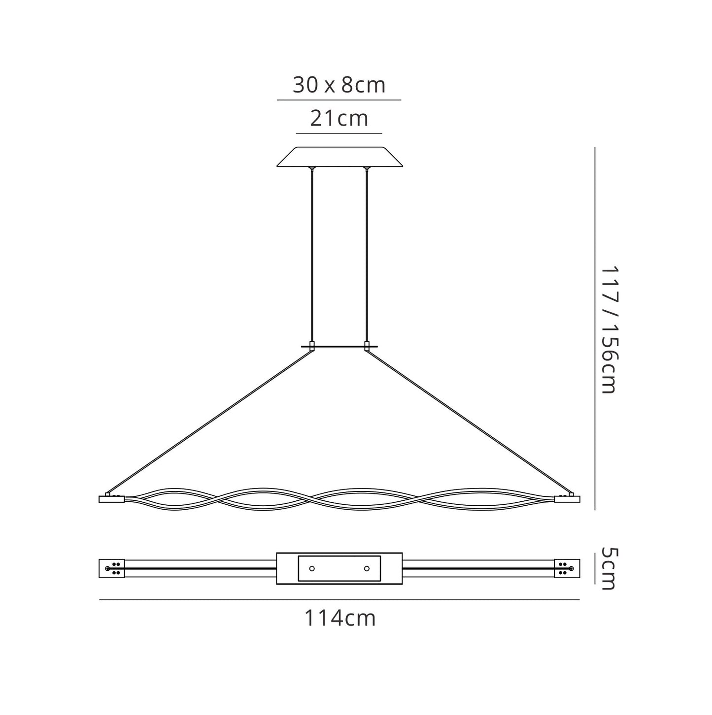 Sahara Linear Pendant 36W LED 3000K, 2520lm, Dimmable Silver, Frosted Acrylic, Polished Chrome, 3yrs Warranty by Mantra