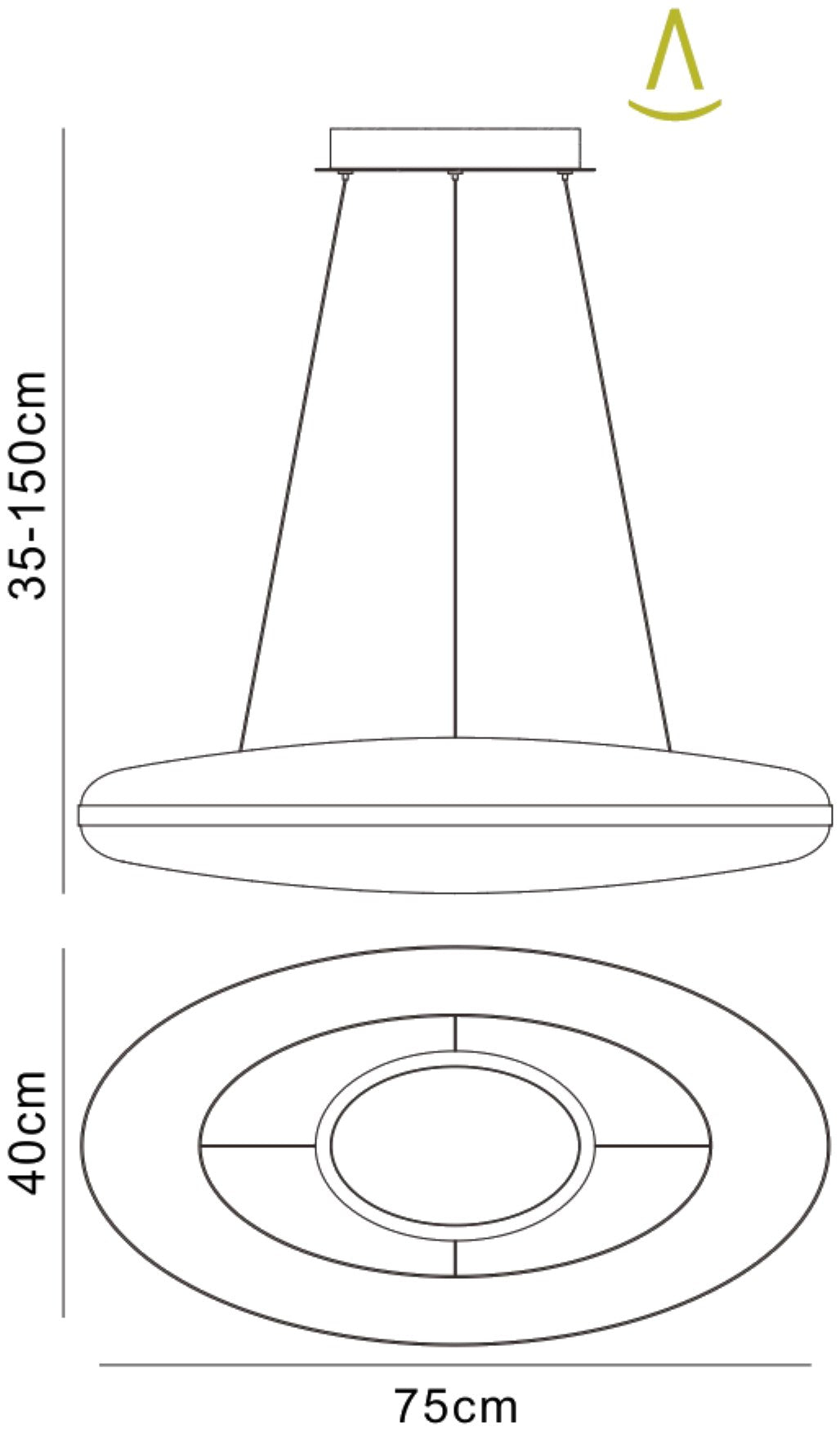 Oakley Oval Pendant 80W LED 3000K, 6400lm, Polished Chrome / Frosted Acrylic, 3yrs Warranty by Mantra