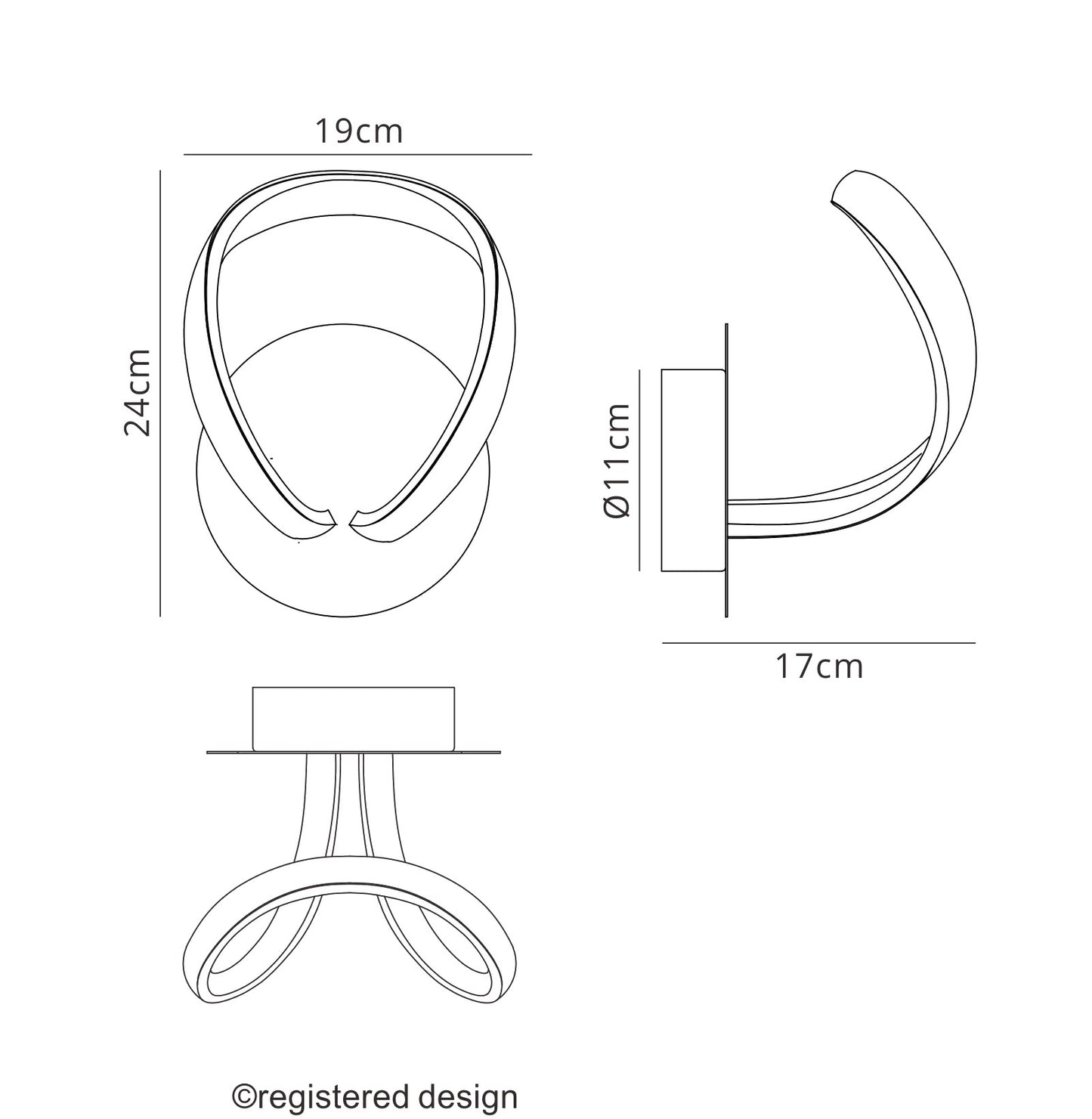 Knot Touch Dimmer Wall Lamp 12W LED 3000K, Silver/Frosted Acrylic/Polished Chrome by Mantra