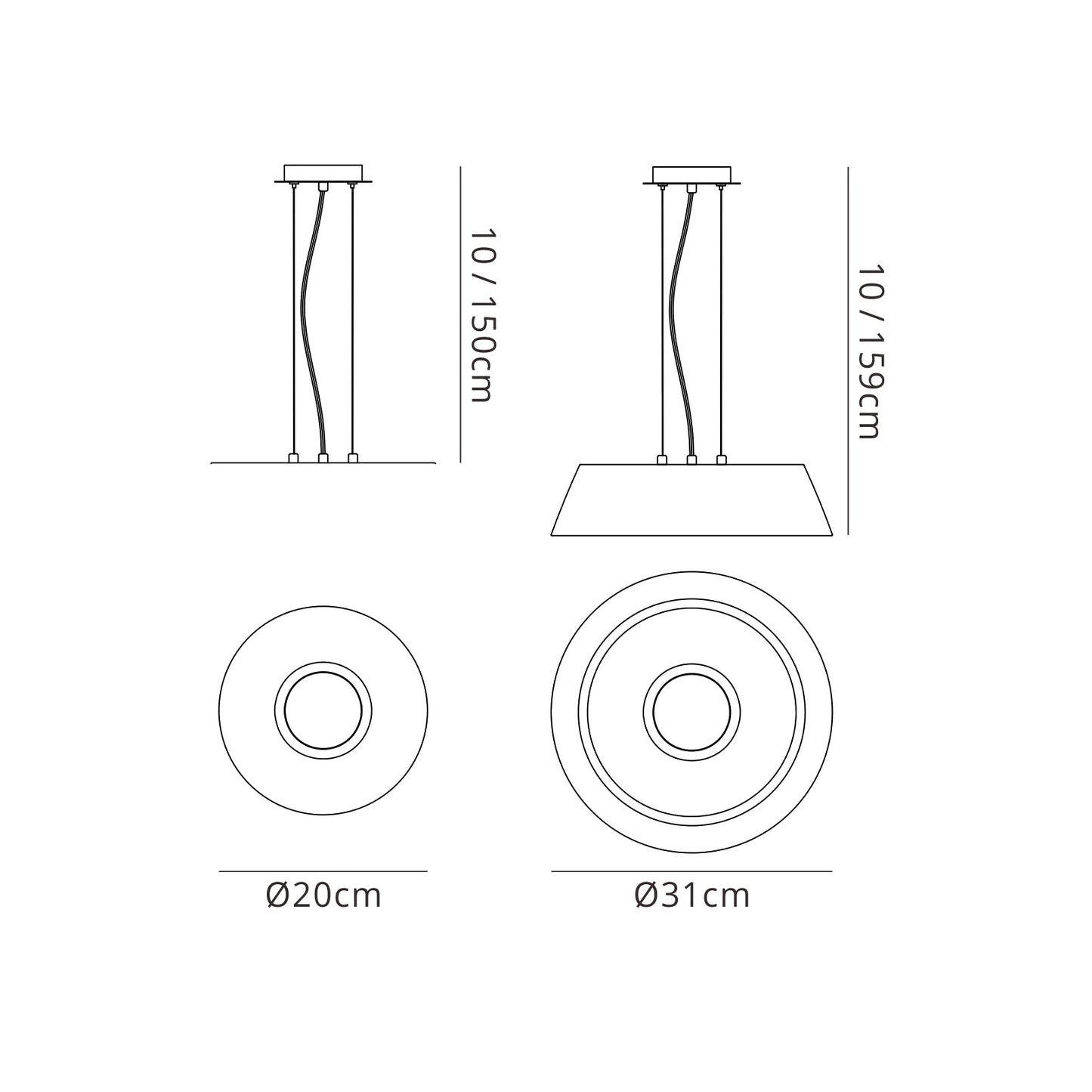Nordica Pendant Kit 31CM, Polished Chrome/White Acrylic by Mantra