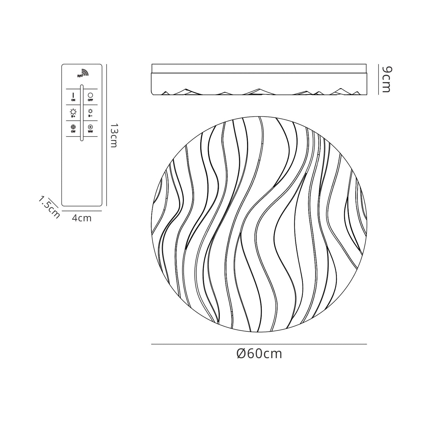 Arena Ceiling / Wall Light Large Round 60W LED IP44 ,Tuneable 3000K-6500K,4500lm,Dimmable via RF Remote Ctrl Matt White / Acrylic,3yrs Warranty by Mantra