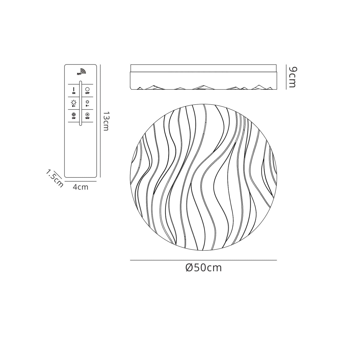 Arena Ceiling / Wall Light Medium Round 40W LED IP44,Tuneable 3000K-6500K,3200lm,Dimmable via RF Remote Ctrl Matt White / Acrylic,3yrs Warranty by Mantra