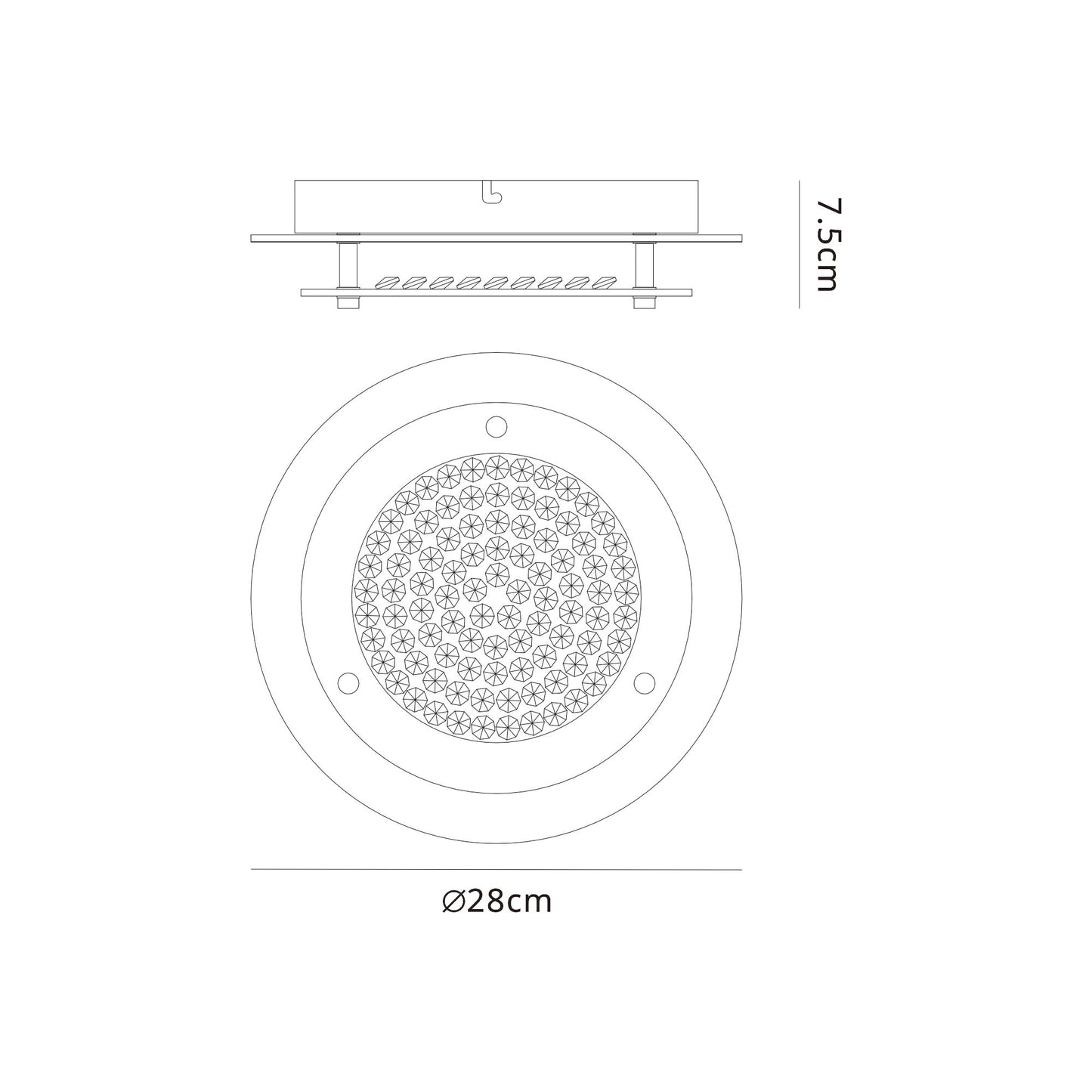 Cristal Flush Light 28cm Round 12W LED 4000K, 1200lm, Polished Chrome / Cristal, 3yrs Warranty by Mantra