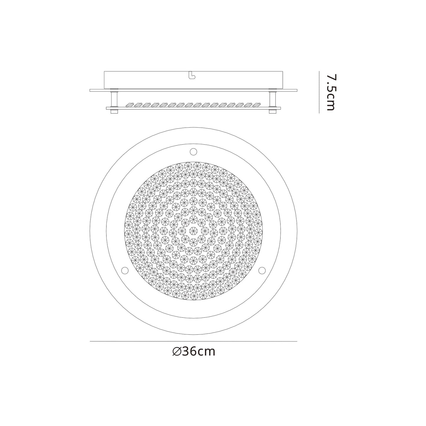 Cristal Flush Light 36cm Round 18W LED 4000K, 1800lm, Polished Chrome / Cristal, 3yrs Warranty by Mantra