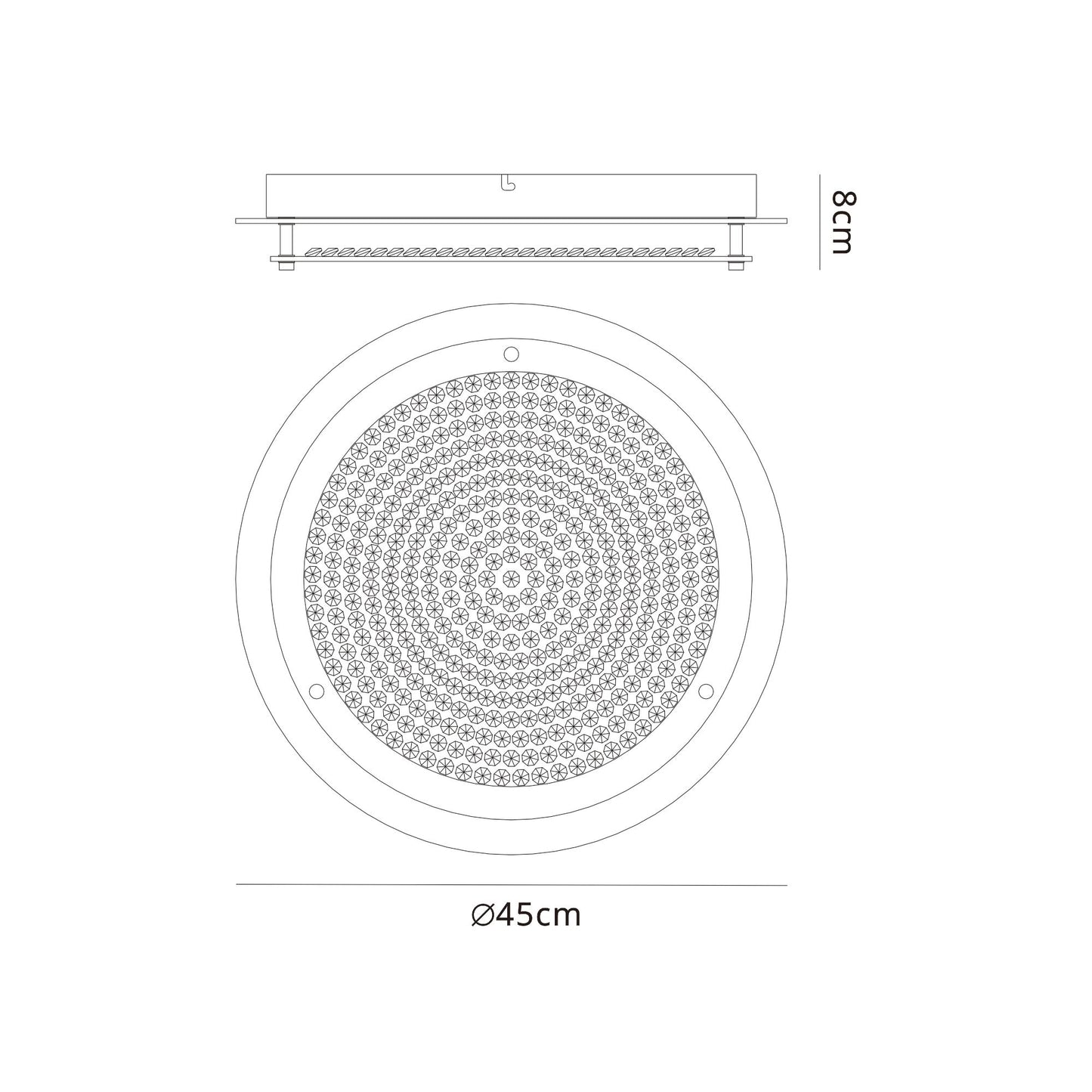 Cristal Flush Light 45cm Round 21W LED 4000K, 2100lm, Polished Chrome / Cristal, 3yrs Warranty by Mantra