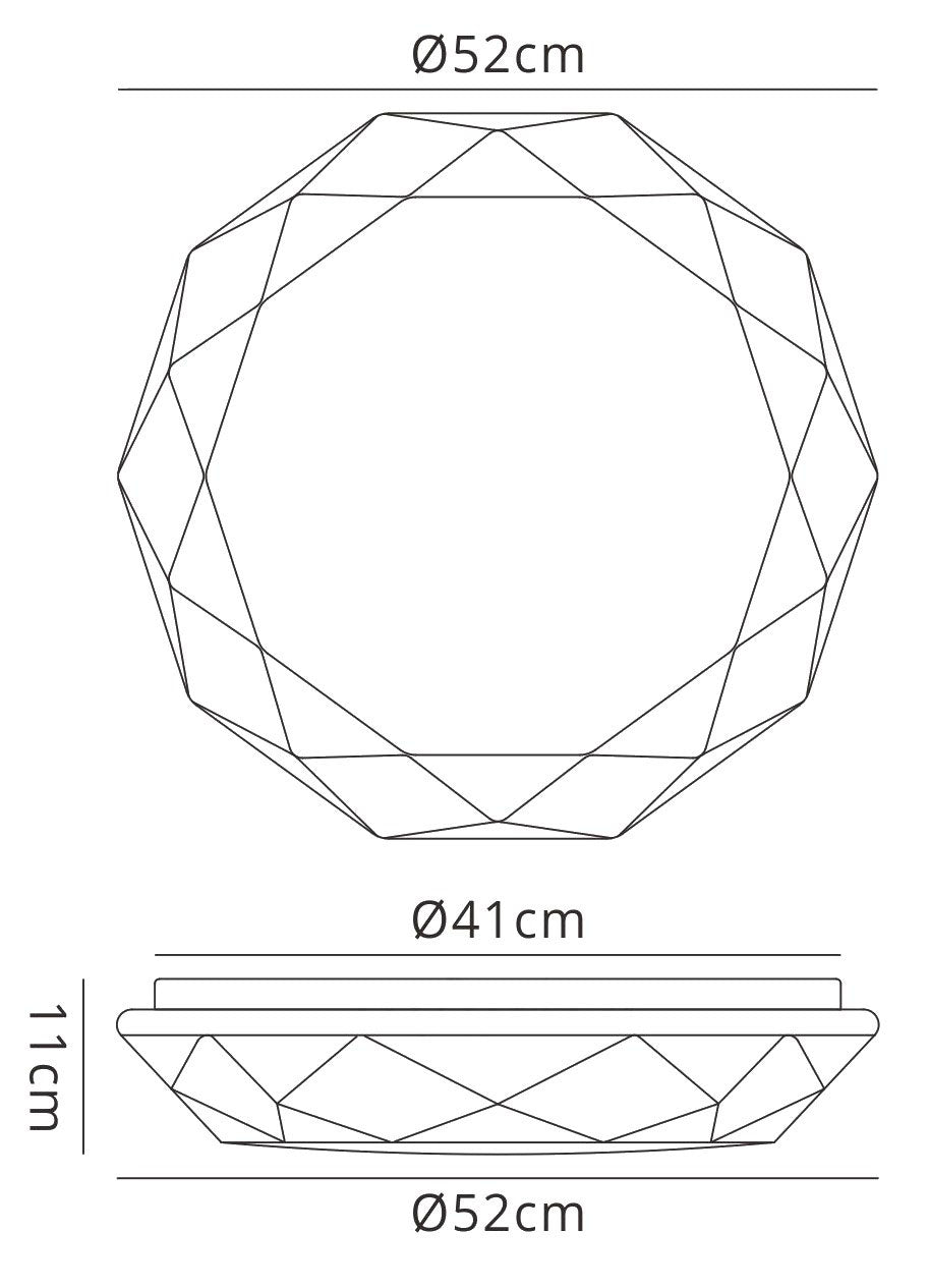 Diamante Flush Ceiling 30W LED 5000K,3000lm,White Acrylic,3yrs Warranty by Mantra