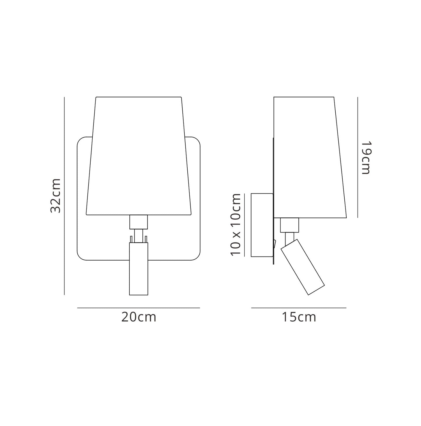 Bahia Wall Lamp With Large Back Plate 1 Light E27 + Reading Light 3W LED With White Shade Satin Nickel 4000K, 200lm, 3yrs Warranty by Mantra