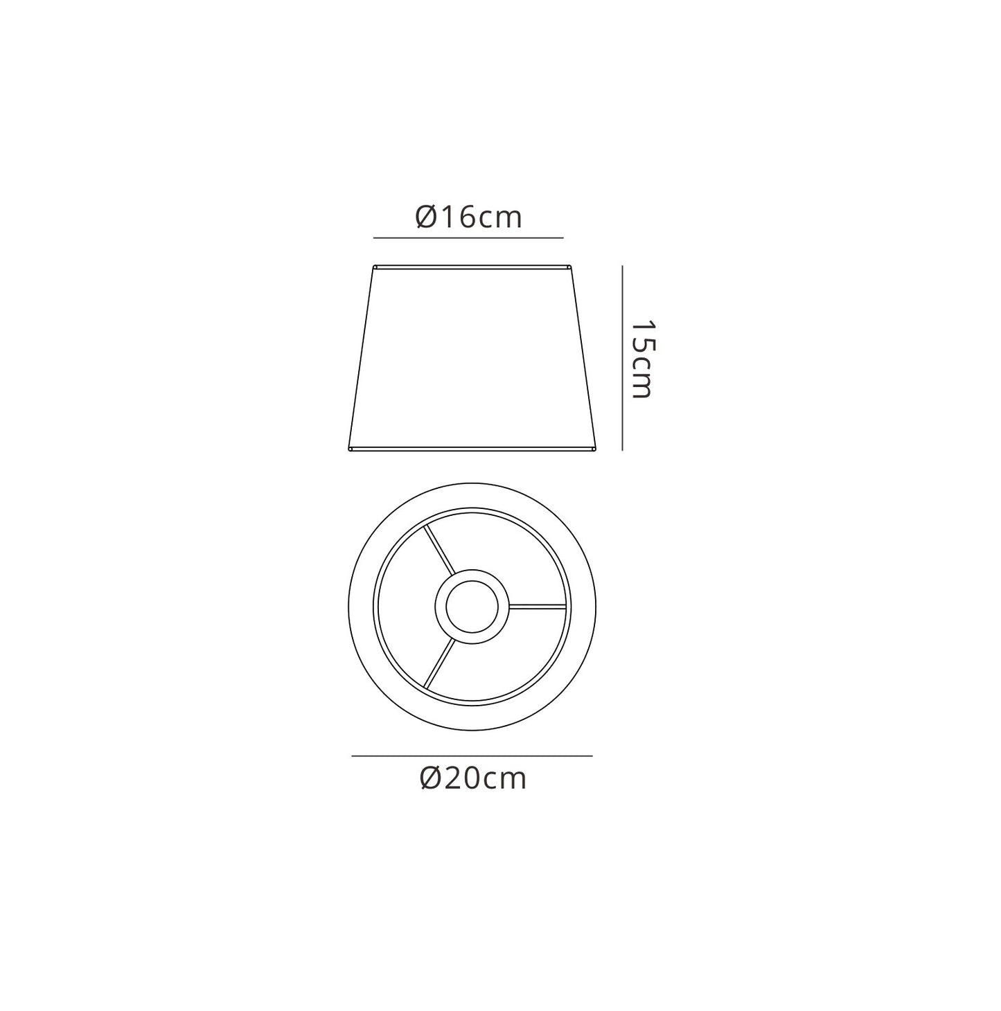 Habana Black Round Shade 200 x 152mm, Suitable for Wall Lamps by Mantra