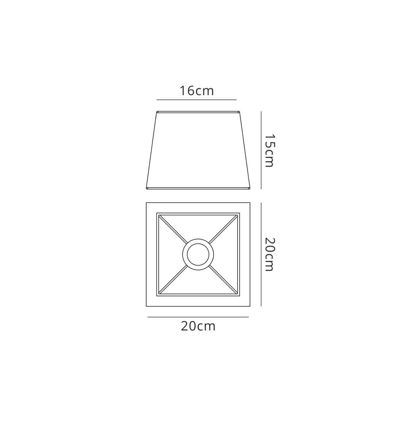 Habana White Square Shade 160/200 x 152mm, Suitable for Wall Lamps by Mantra