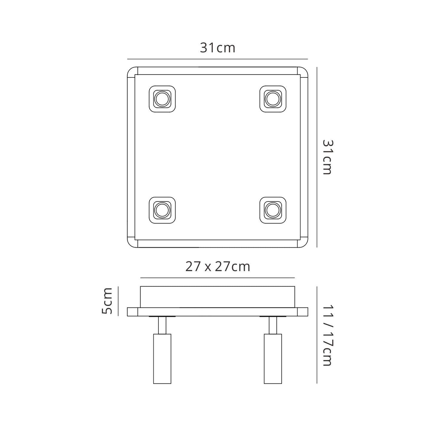 Ibiza Flush Ceiling Light 4 Head With Backlit Light 40W LED Square Satin Nickel 4000K, 3000lm, 3yrs Warranty by Mantra