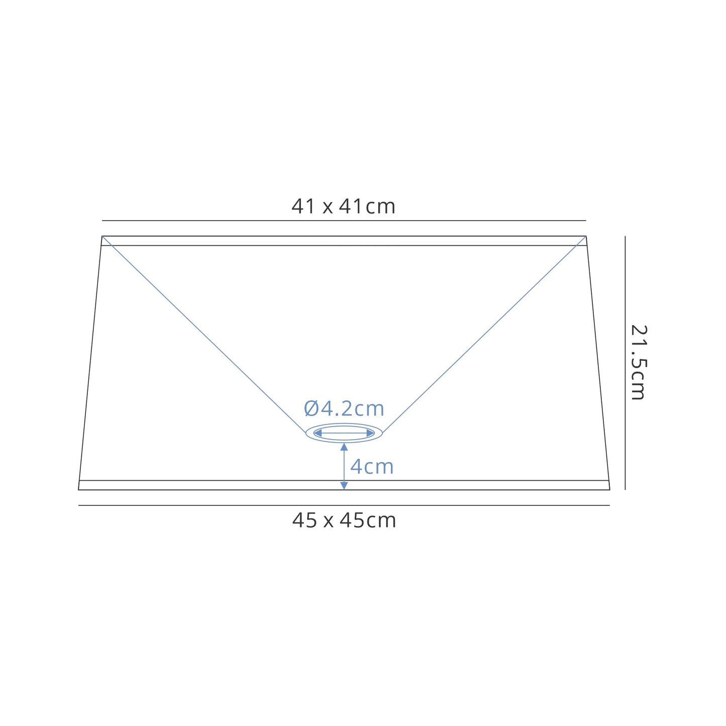 Habana Black Square Shade, 450/450x215mm, Suitable for Floor Lamps by Mantra