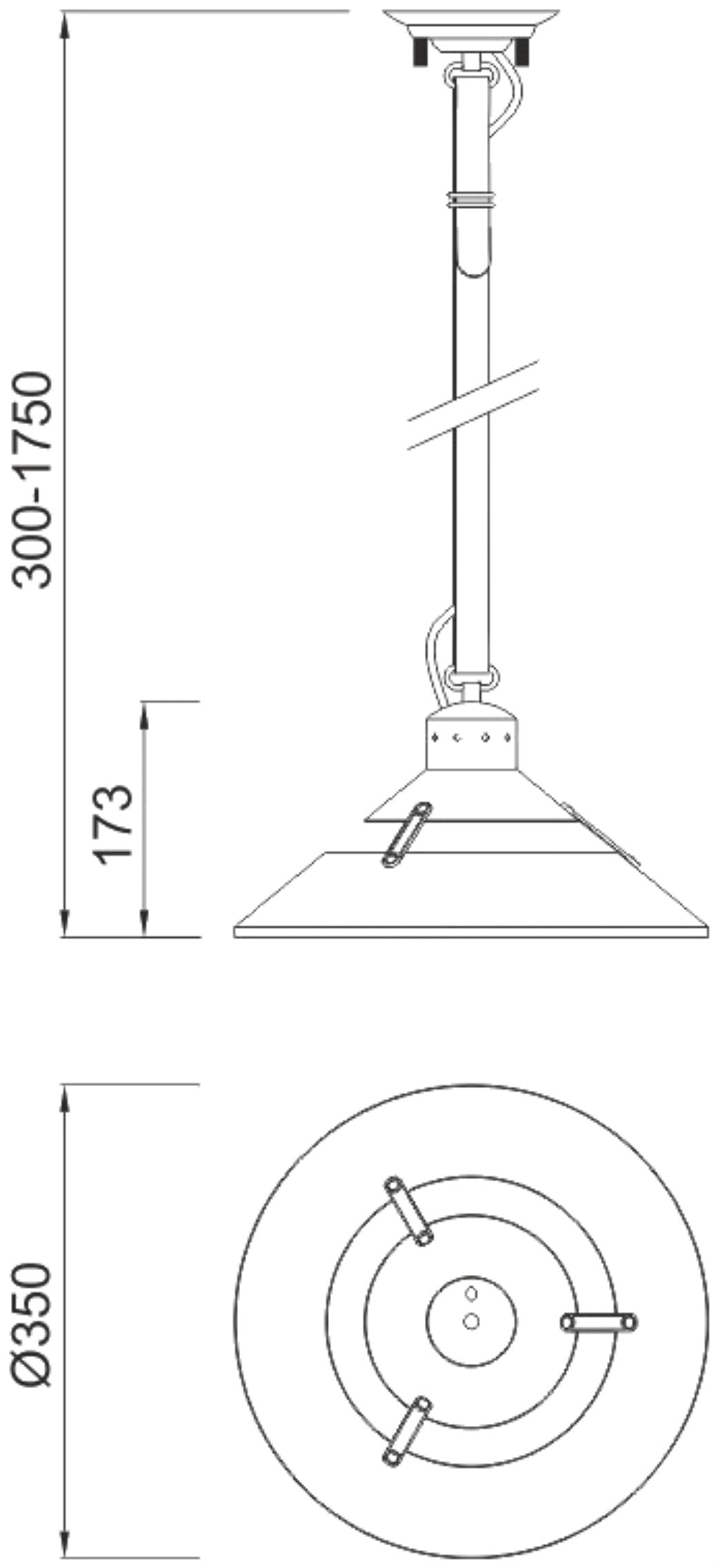 Industrial Ceiling 1 Light 40W E27 Medium, Oxide Metal, Black Belt by Mantra