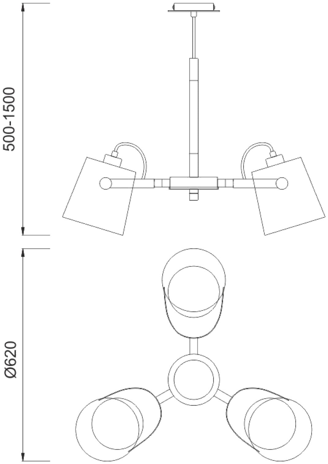 Nordica II Position Pendant 3 Light 3x23W E27, White/Beech With White Shades by Mantra