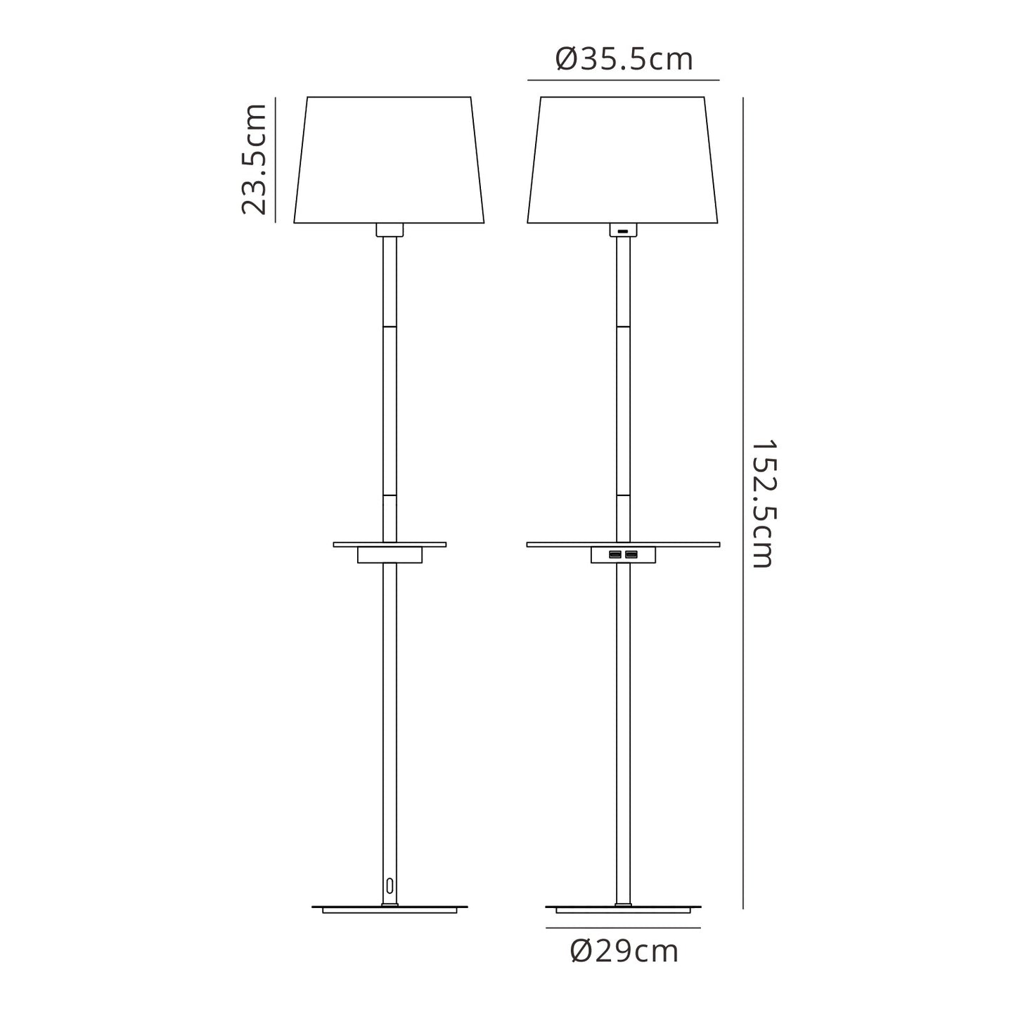 Nordica II Floor Lamp With USB Socket, 1x23W E27, White/Beech With White Shade by Mantra