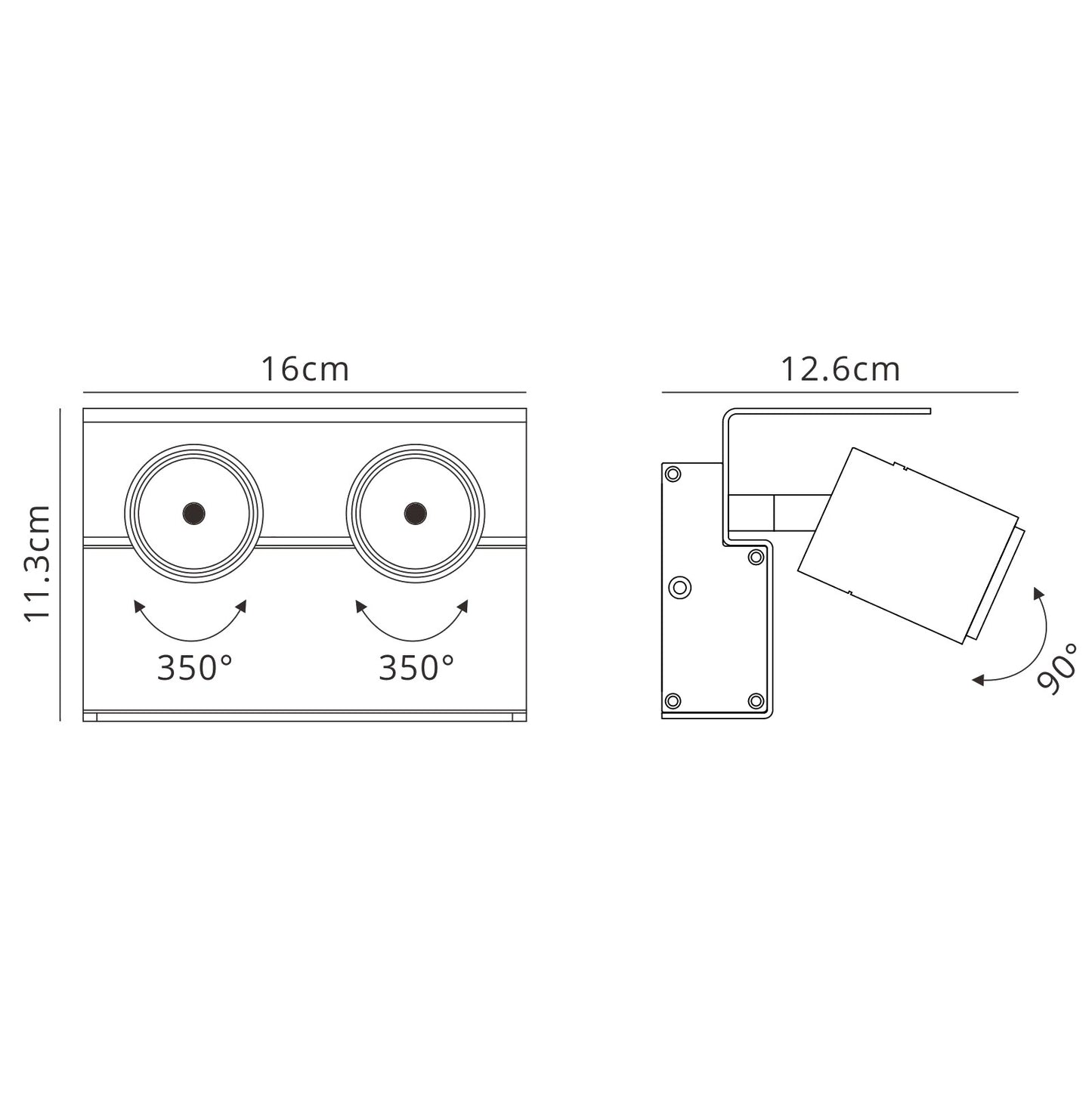 Bocaray Surface Mounted Spot / Wall Light 2 x 7W LED 3000K, 960lm, Matt White / Black, 3yrs Warranty by Mantra