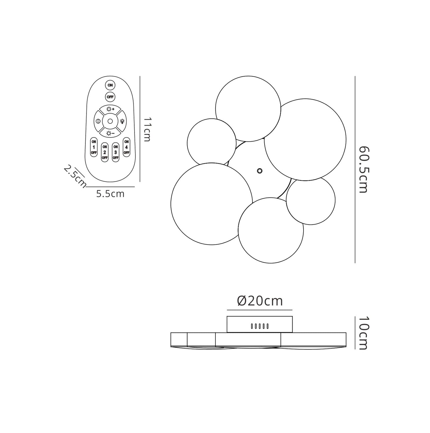 Lunas Flush Ceiling 61cm Diameter 54W LED 3000K, 2830lm, RF Remote Control White, 3yrs Warranty by Mantra