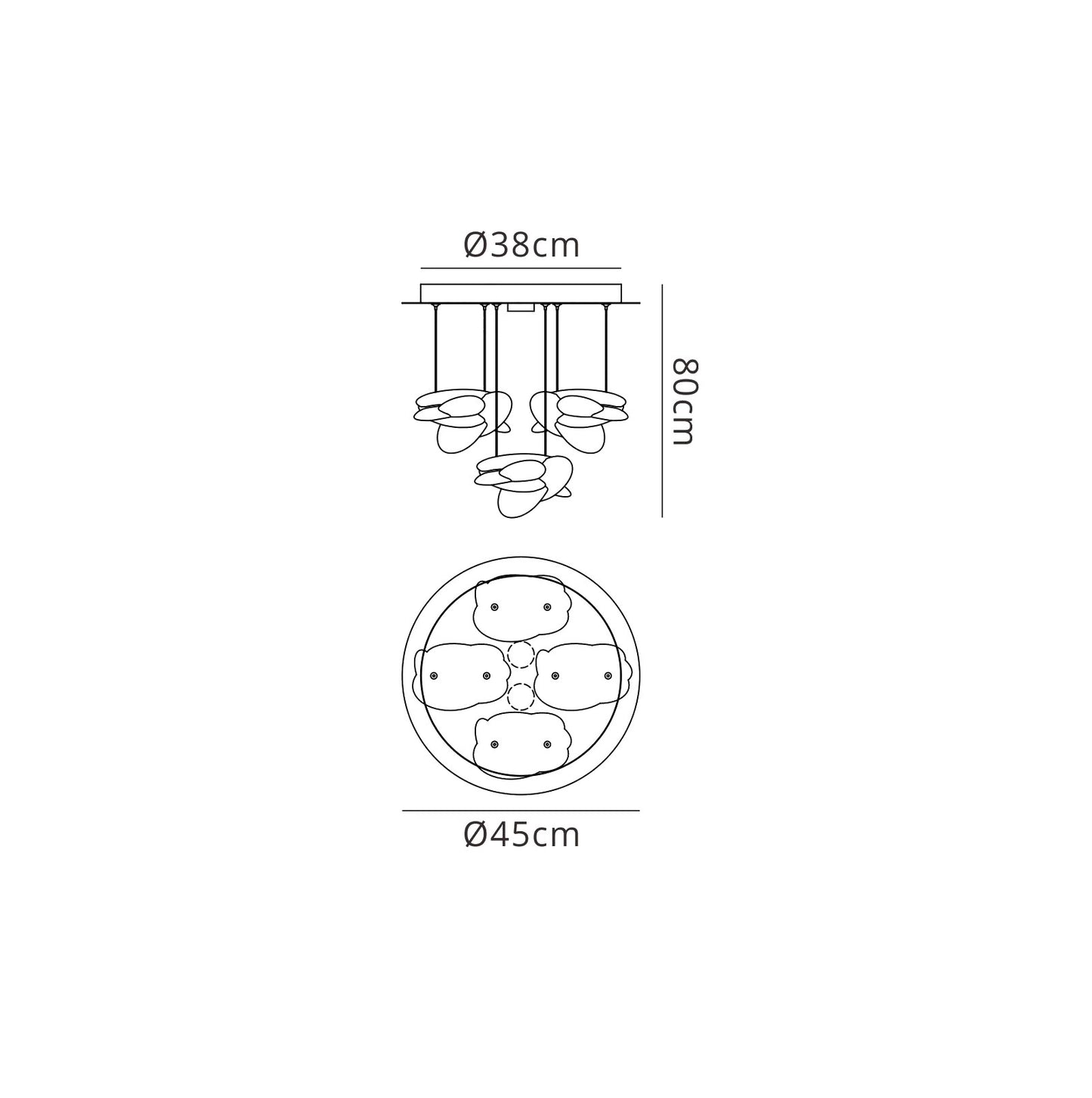 Nido Pendant 45cm Round 4 + 2 Lights 24W + 10W LED 3000K, 2800lm, Chrome, 3yrs Warranty by Mantra