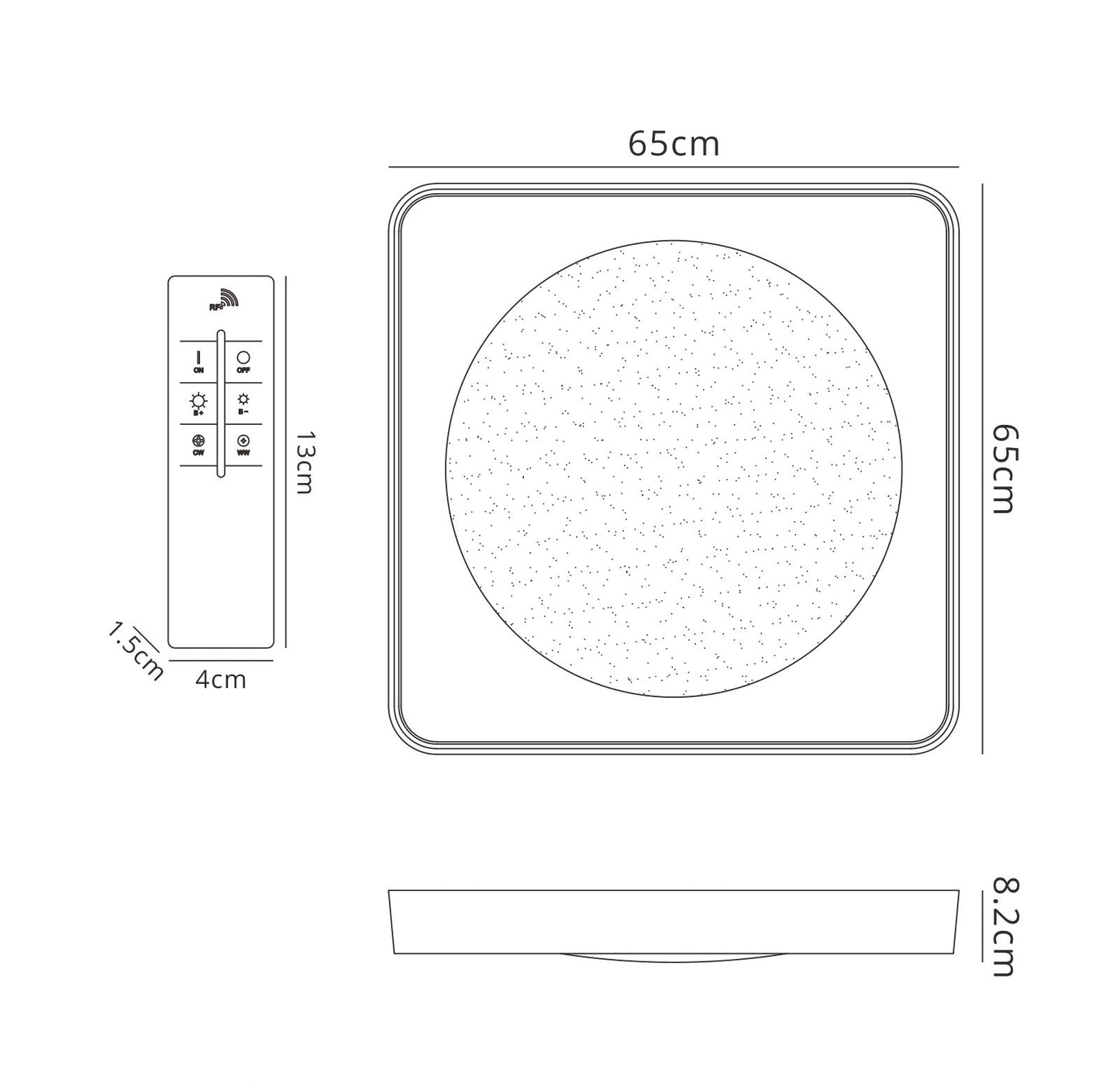 Male Flush 65cm Square 40W LED 3000K-6500K Tuneable, 3200lm, Remote Control Chrome / White / Acrylic, 3yrs Warranty by Mantra