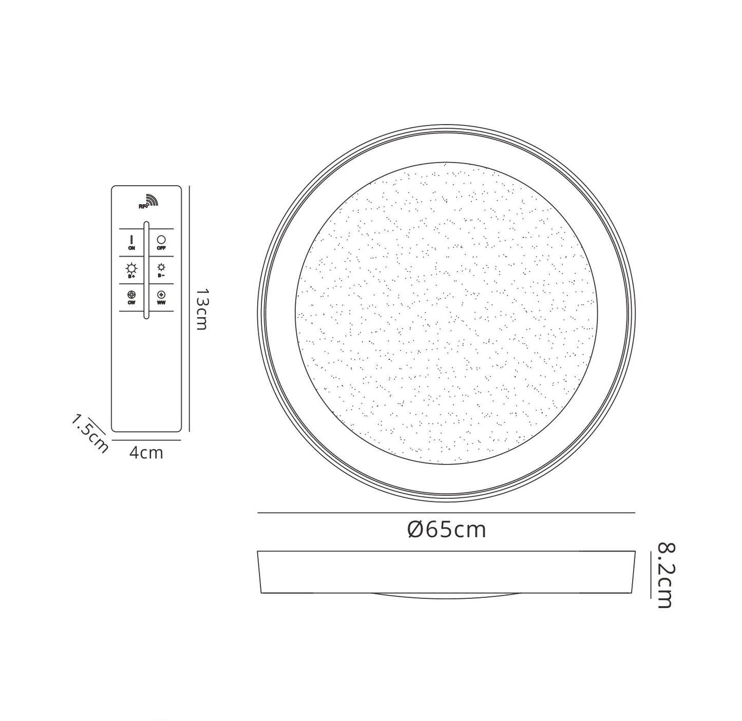 Male Flush 65cm Round 40W LED 3000K-6500K Tuneable, 3200lm, Remote Control Chrome / White / Acrylic, 3yrs Warranty by Mantra