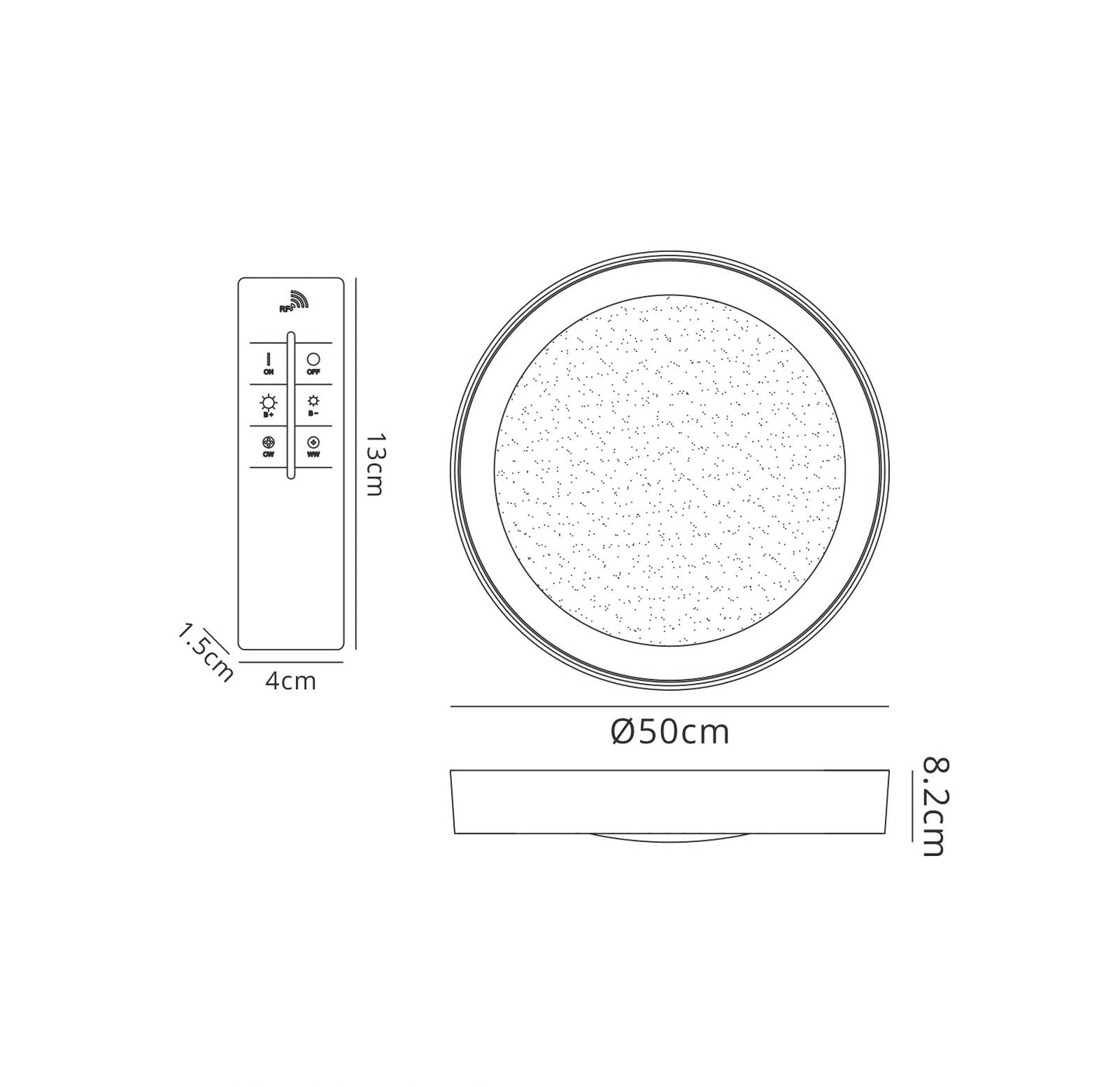 Male Flush 50cm Round 24W LED 3000K-6500K Tuneable, 1920lm, Remote Control Chrome / White / Acrylic, 3yrs Warranty by Mantra