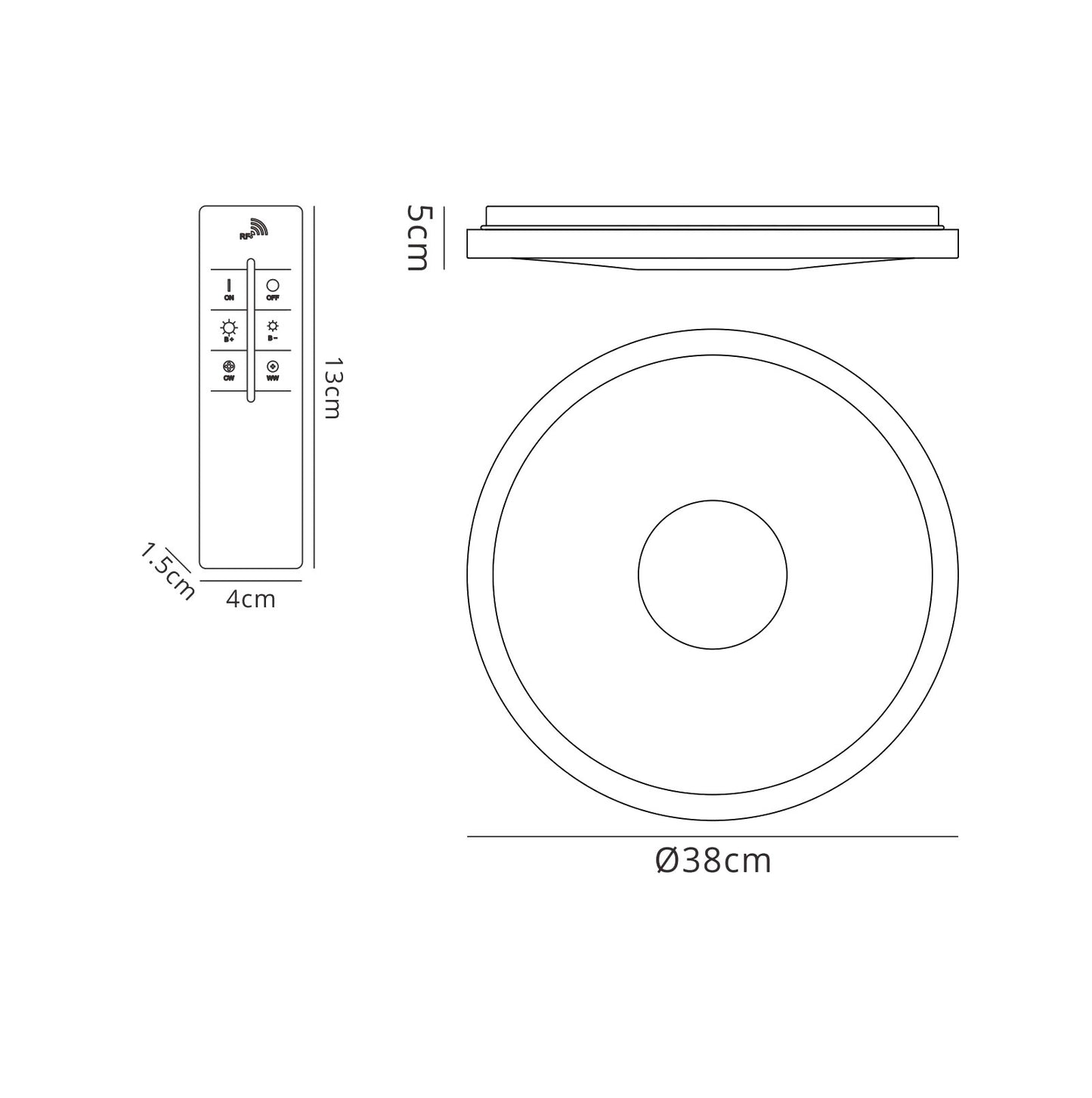 Centara Flush 38cm Round 18W LED 3000K-6500K Tuneable, 1680lm, Remote Control Chrome / Acrylic, 3yrs Warranty by Mantra