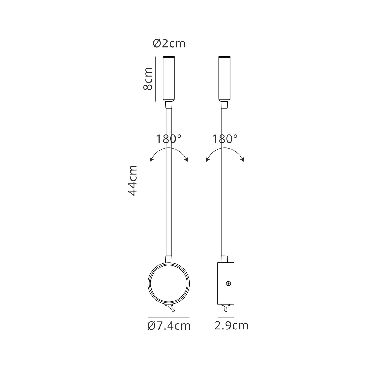 Boavista Switched Wall Lamp / Reader 1L 3W LED Round Head Spot, 3000K, 135lm, Round Base Matt Black, 3yrs Warranty by Mantra