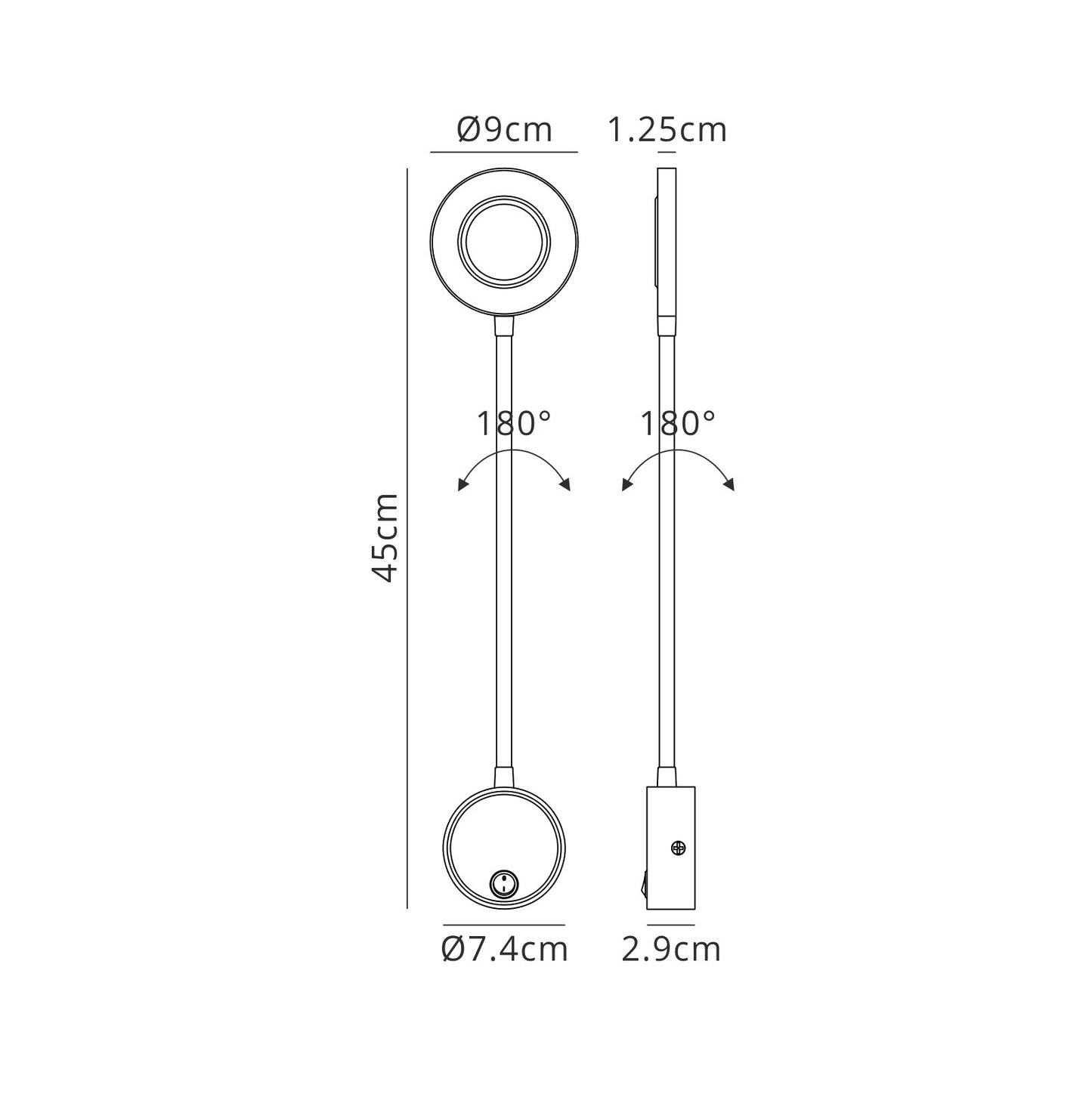 Boavista Switched Wall Lamp / Reader 1L 5W LED Ring Head, 3000K, 261lm, Round Base Matt White, 3yrs Warranty by Mantra