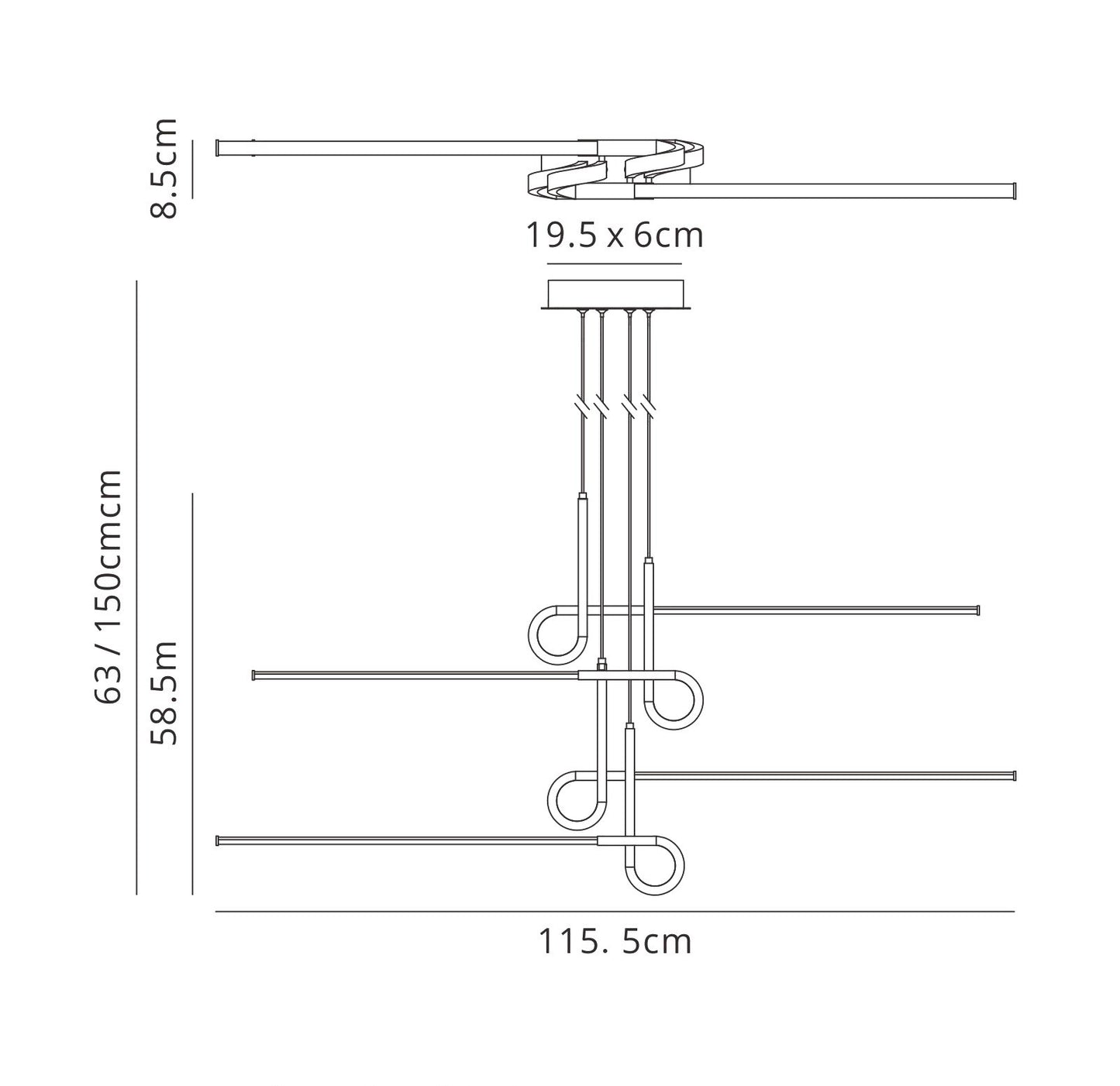 Cinto Linear Pendant 42W LED, 3000K, 3360lm, Polished Chrome, 3yrs Warranty by Mantra