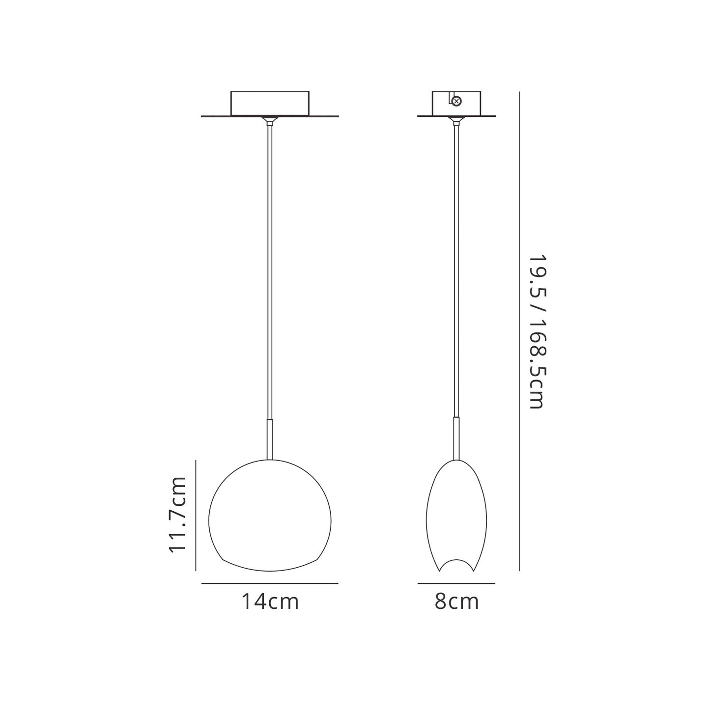 Lens Pendant 14cm Round, 1 x G9 (Max 8W) Chrome Glass by Mantra