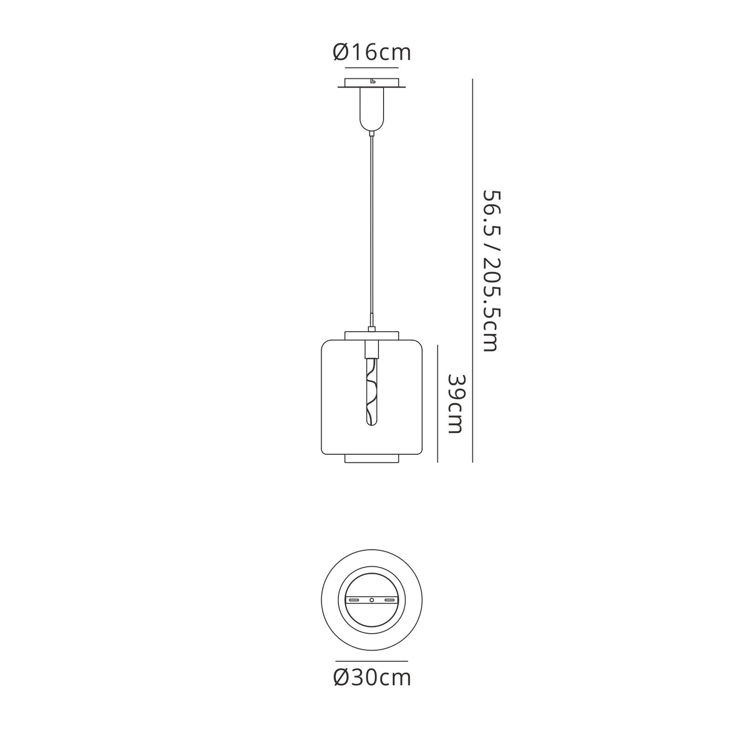 Jarras Pendant 30cm Round, 1 x E27 (Max 40W), Chrome / Ash Grey Glass by Mantra