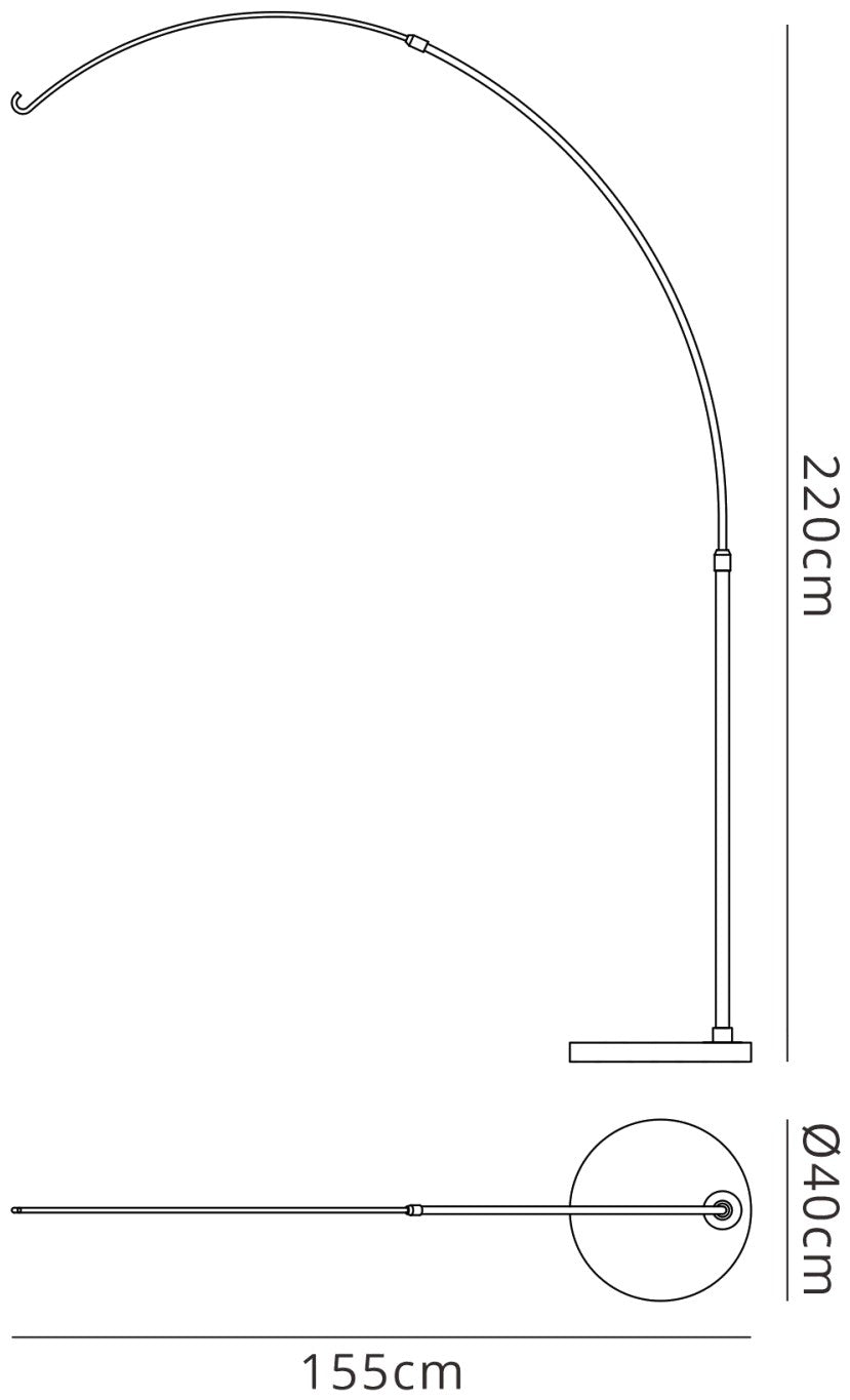 Kinke Long Reach Floor Stand With Hook, Stainless Steel/Black Marble, 2.5kg Maximum Load, 2yrs Warranty Item Weight: 15kg by Mantra