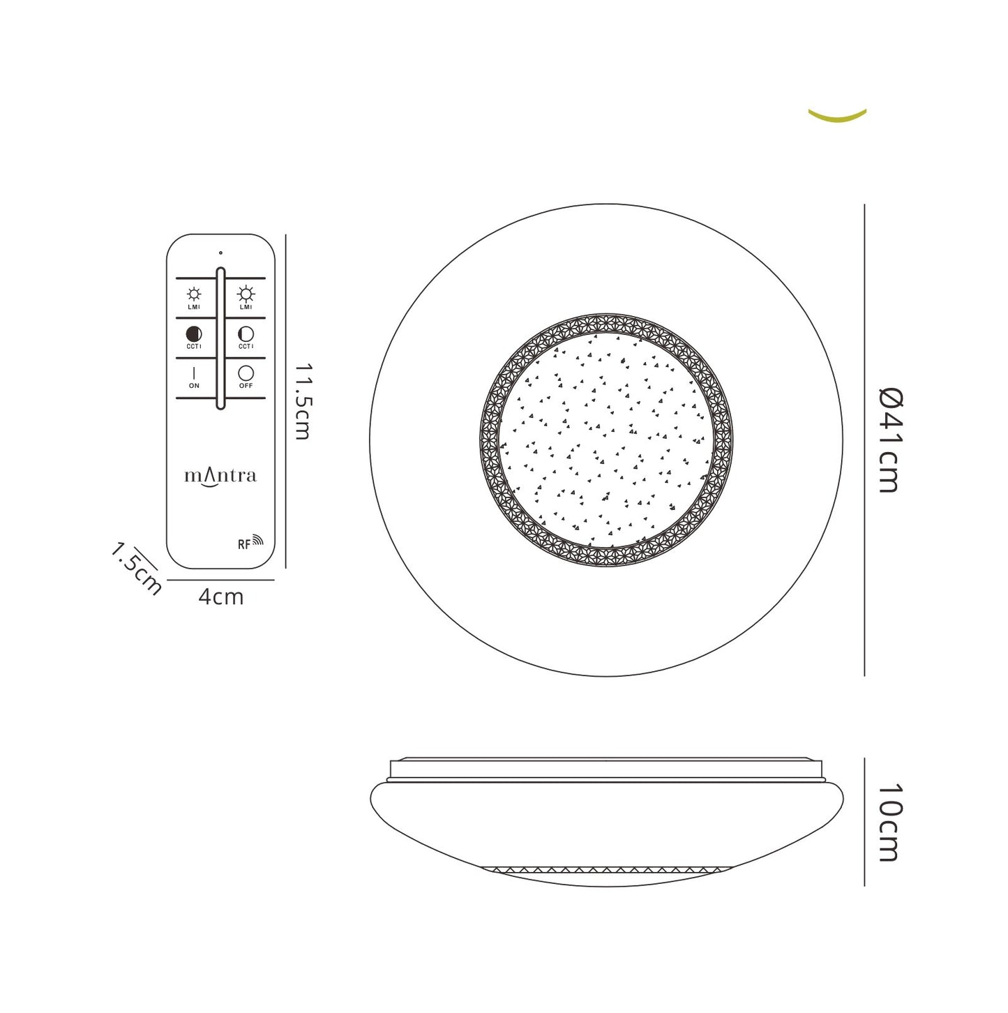 Opera Flush Fitting 41cm Round, 24W LED, 3000K-6500K Tuneable White, 1680lm, White, Remote Control, 3yrs Warranty by Mantra