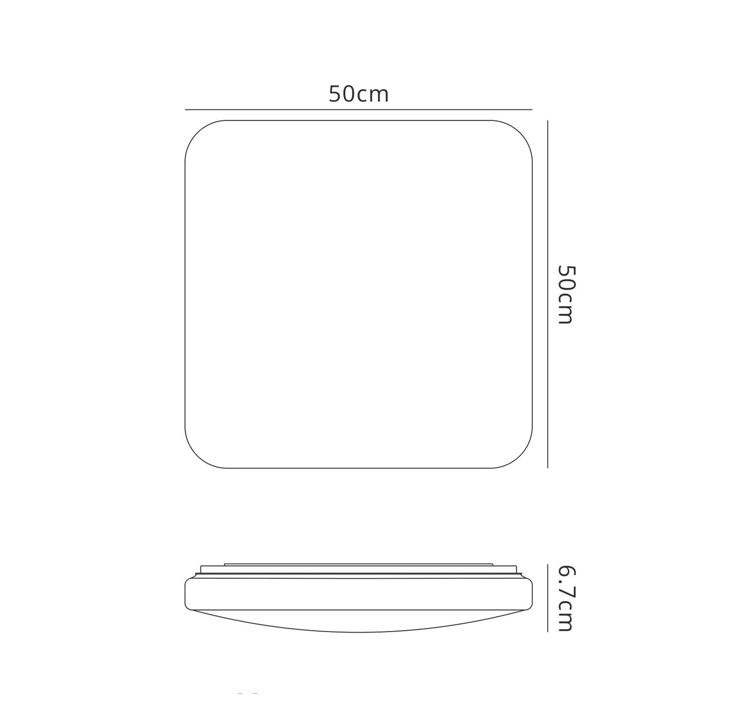 Quatro II Flush Fitting Square 50cm, 60W LED, 3000K, 3800lm, White, 3yrs Warranty by Mantra