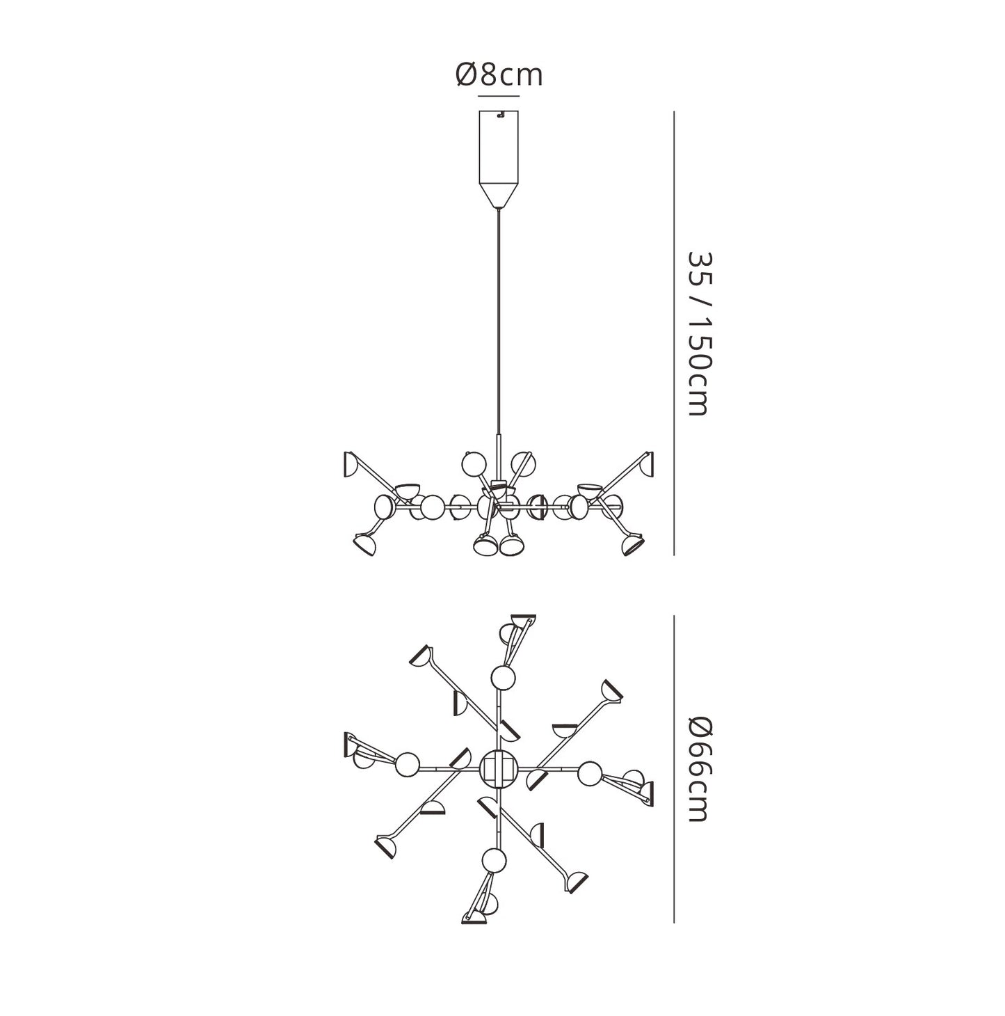 Adn 24 Light Pendant, Round 65.8cm, 72W LED, 3000K, 4450lm, White, 3yrs Warranty by Mantra