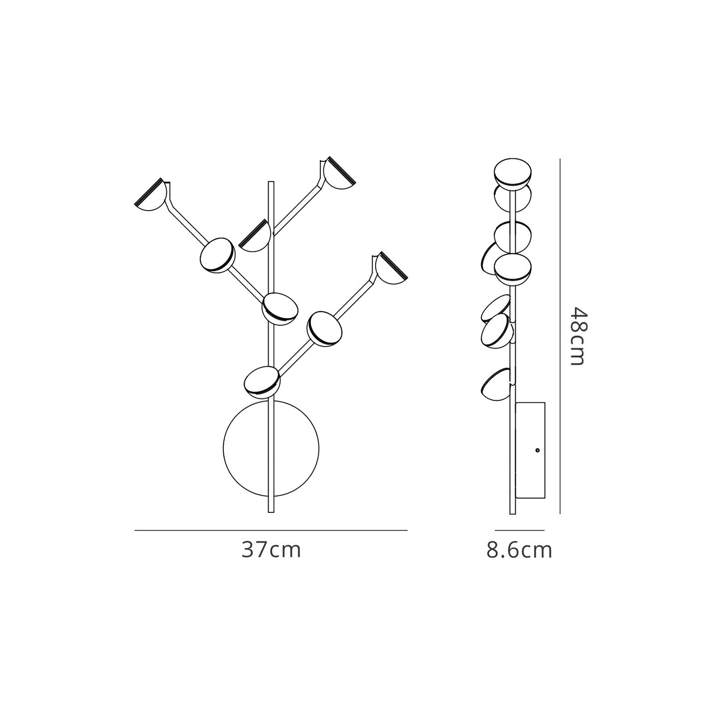 Adn 8 Light Wall Lamp, 24W LED, 3000K, 1600lm, White, 3yrs Warranty by Mantra