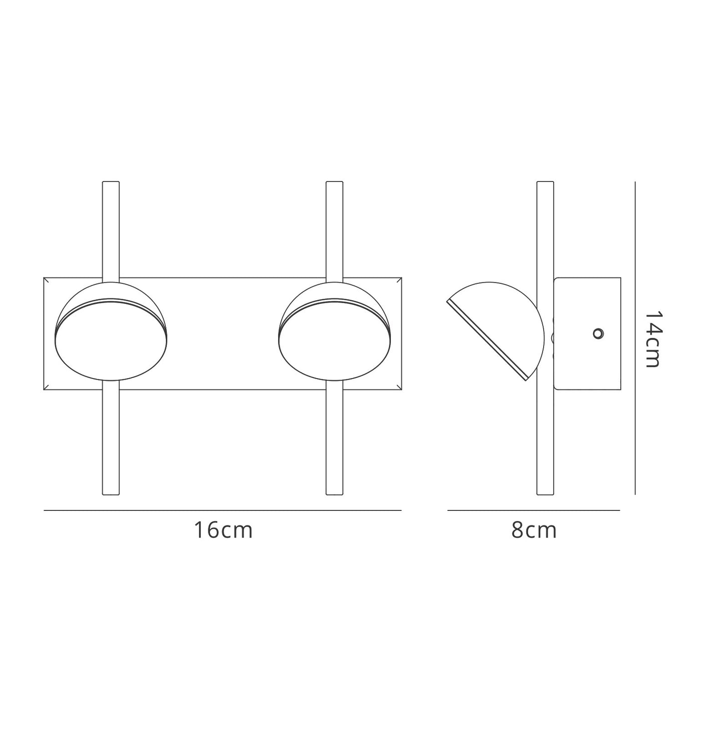 Adn 2 Light Wall Lamp, 6W LED, 3000K, 330lm, White, 3yrs Warranty by Mantra