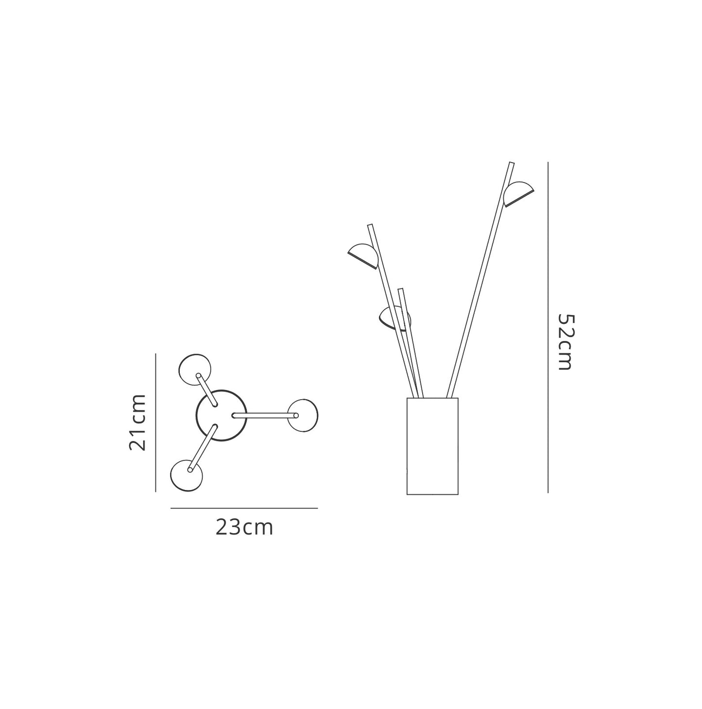 Adn 3 Light Table Lamp 52cm, 9W LED, 3000K, 495lm, White, 3yrs Warranty by Mantra