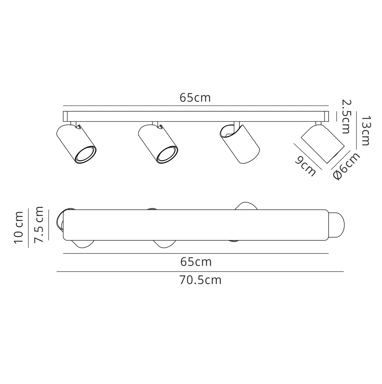 Sal Linear 4 Light Spotlight GU10, Matt White by Mantra