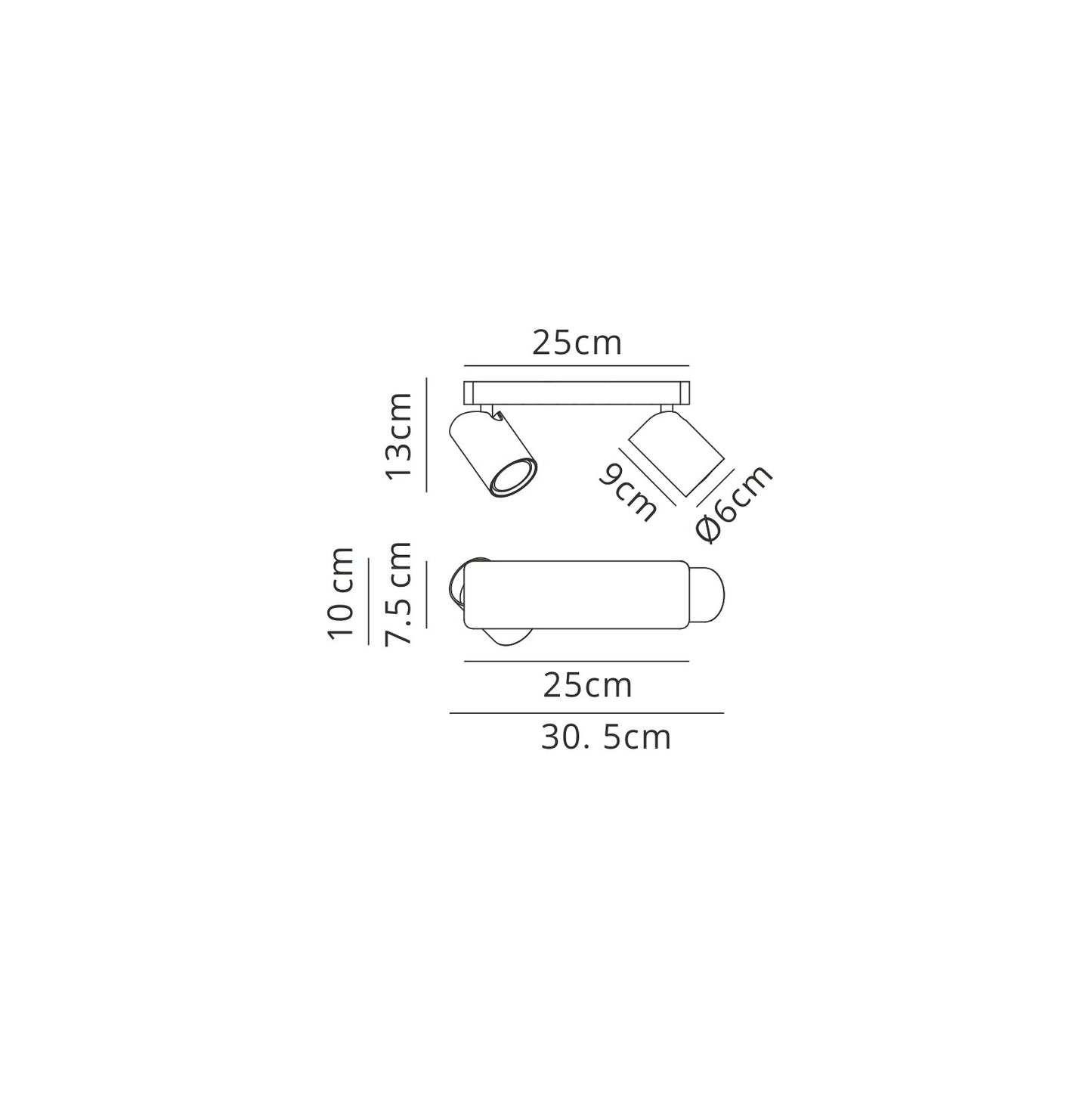 Sal Linear 2 Light Spotlight GU10, Matt White by Mantra