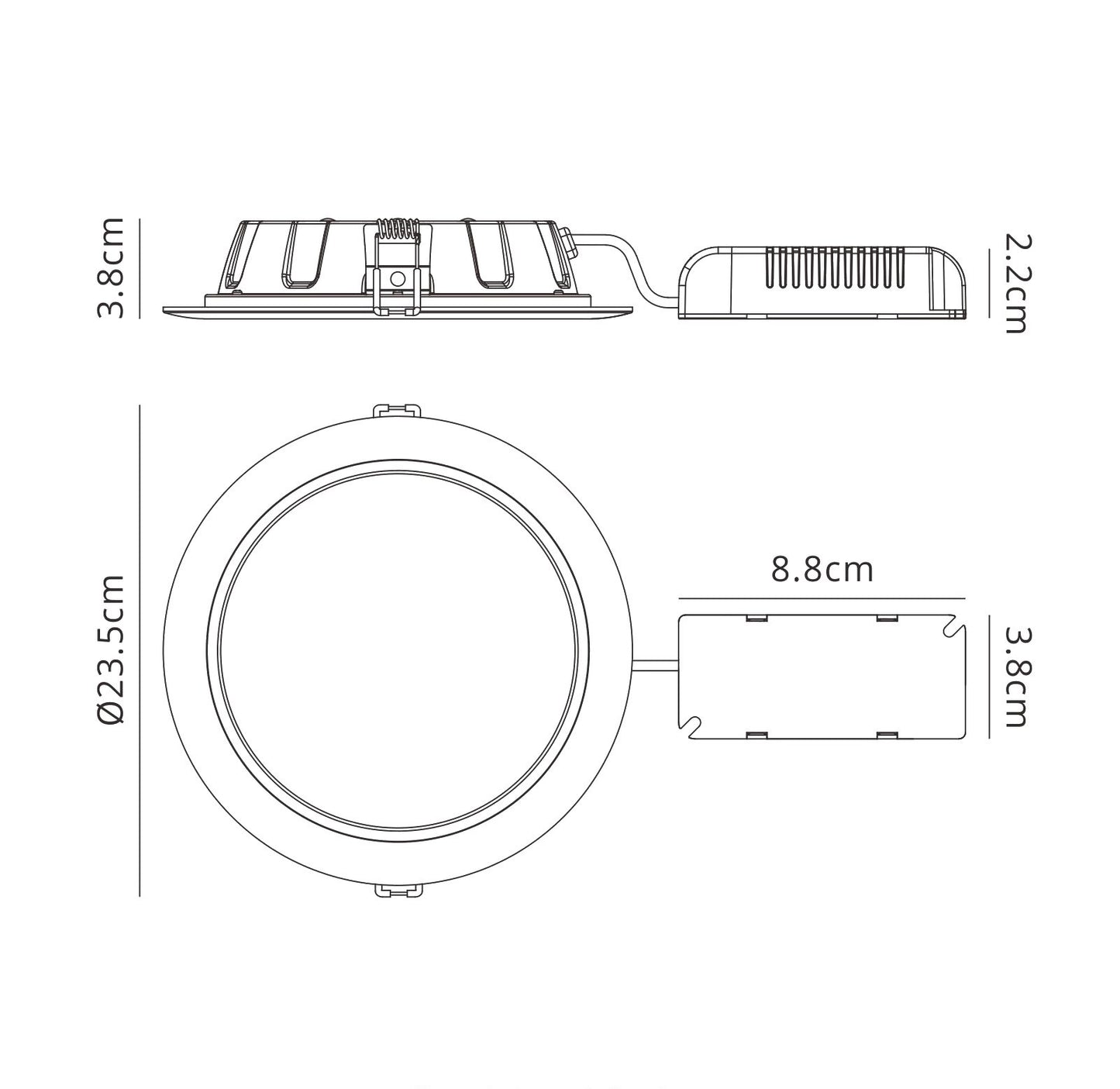 Graciosa 23.5cm Round LED Downlight, 24.5W, 3000K, 1900lm, White, Cut Out 200mm, IP44, Driver Included, 3yrs Warranty by Mantra