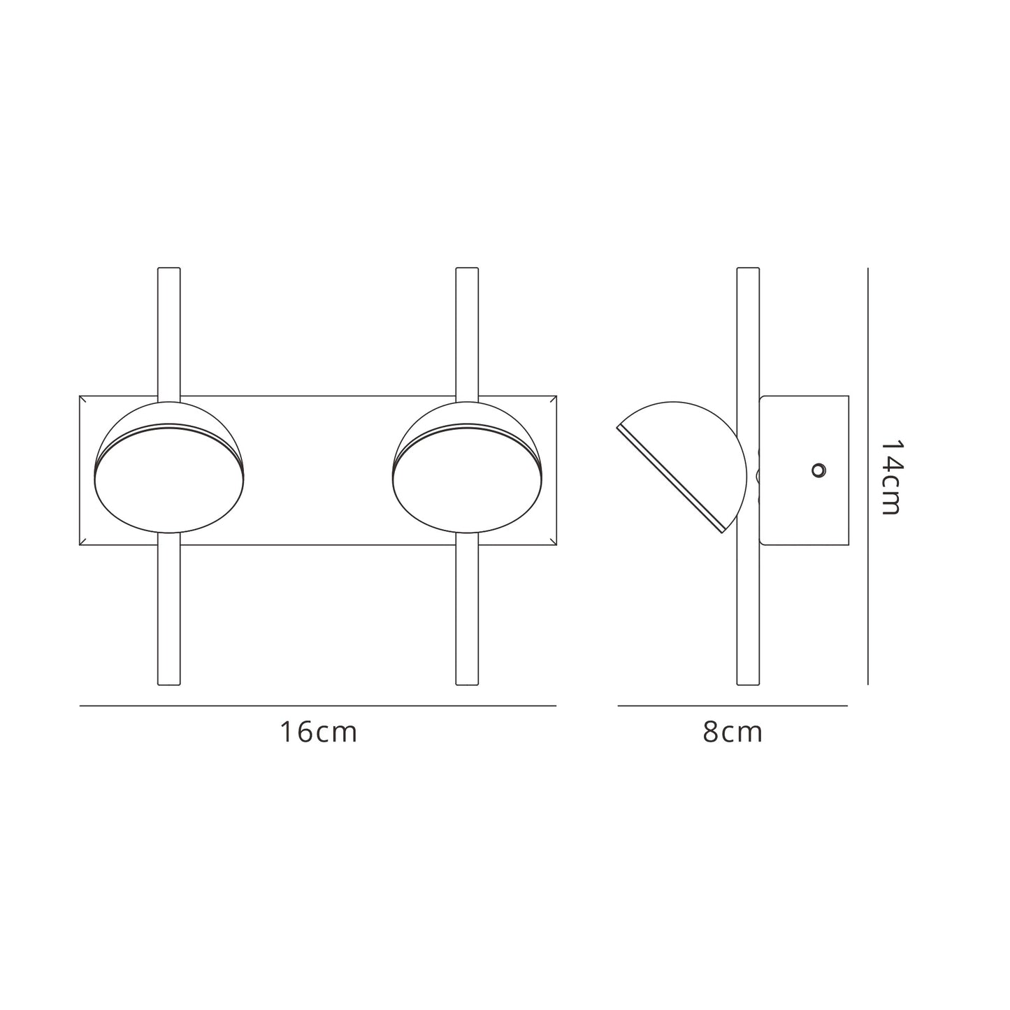 Adn 2 Light Wall Lamp, 6W LED, 3000K, 500lm, Black, 3yrs Warranty by Mantra