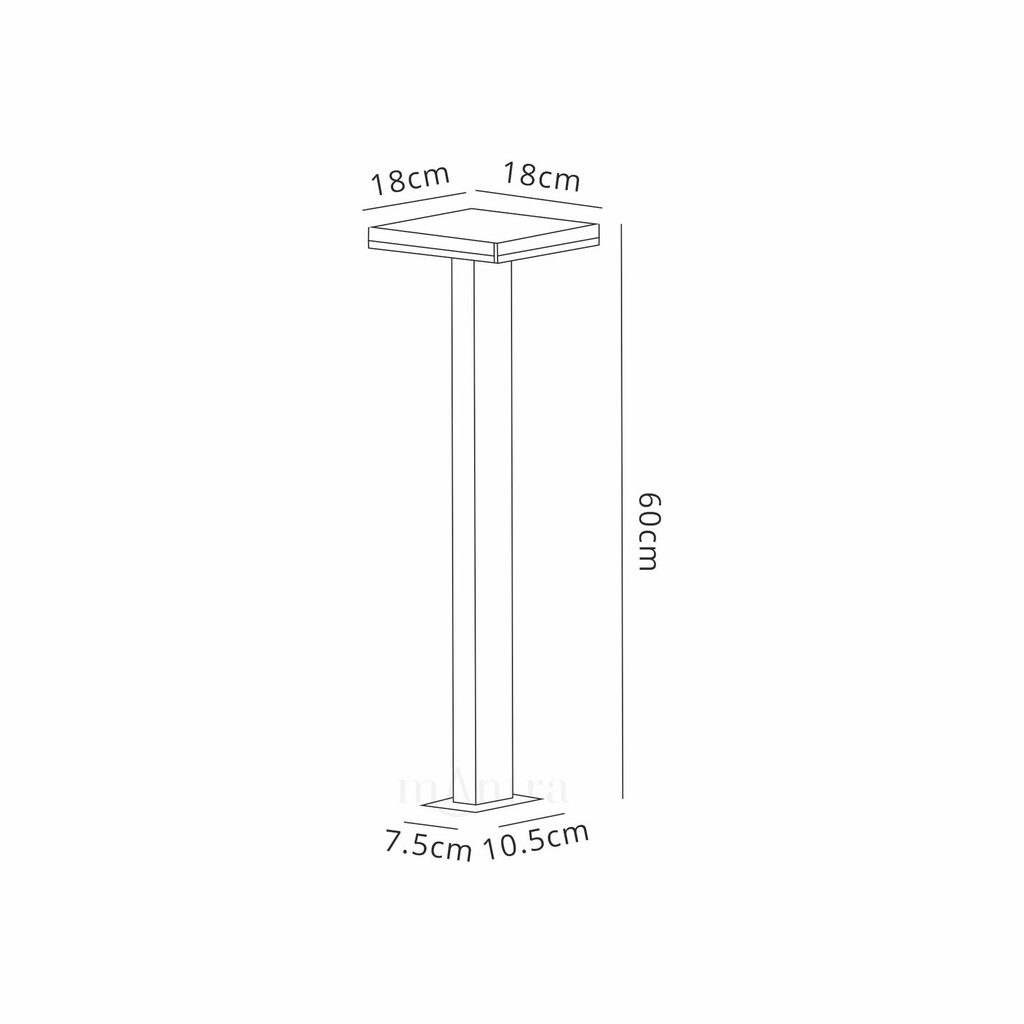 Tignes Pillar Lamp, 10W LED, 3000K, 700lm, IP54, Anthracite, 3 Years Warranty by Mantra