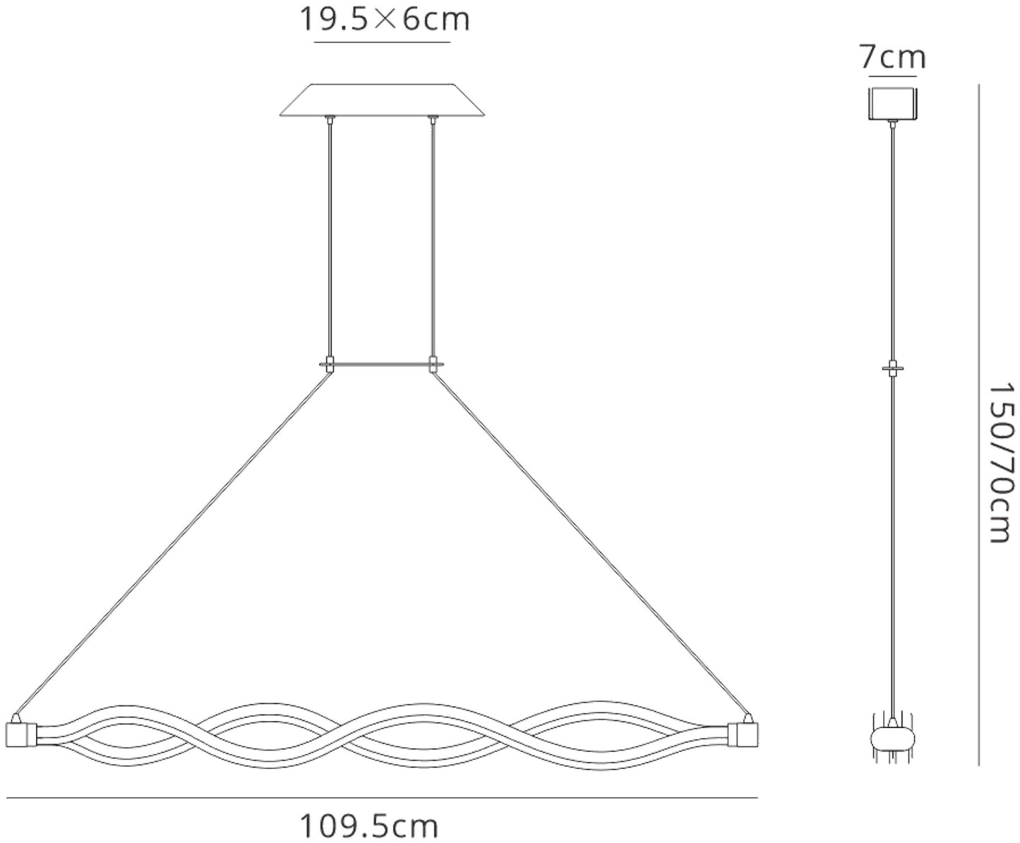 Sahara II Linear Pendant, 40W LED, 3000K, 3000lm, IP20, Chrome, 3yrs Warranty by Mantra